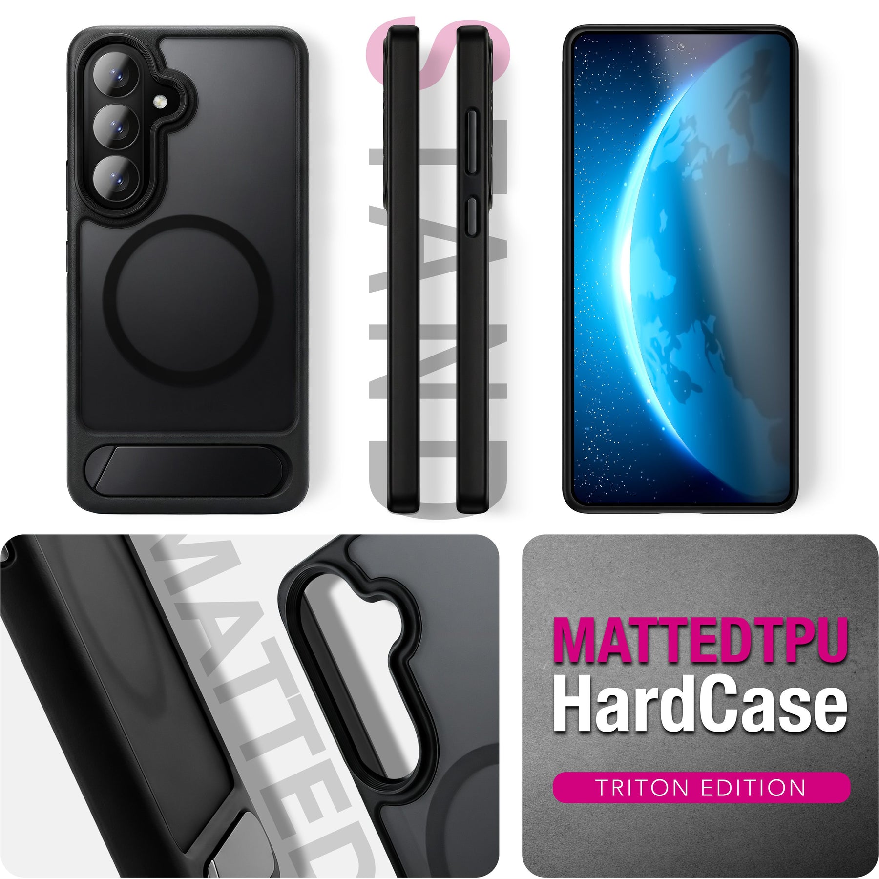 NALIA Mattes Magnet-Hardcase für Samsung Galaxy S26 – MagSafe kompatibel & Klappständer – TRITON (Stoßfeste Anti-Gelb Handyhülle) – Marke aus Berlin