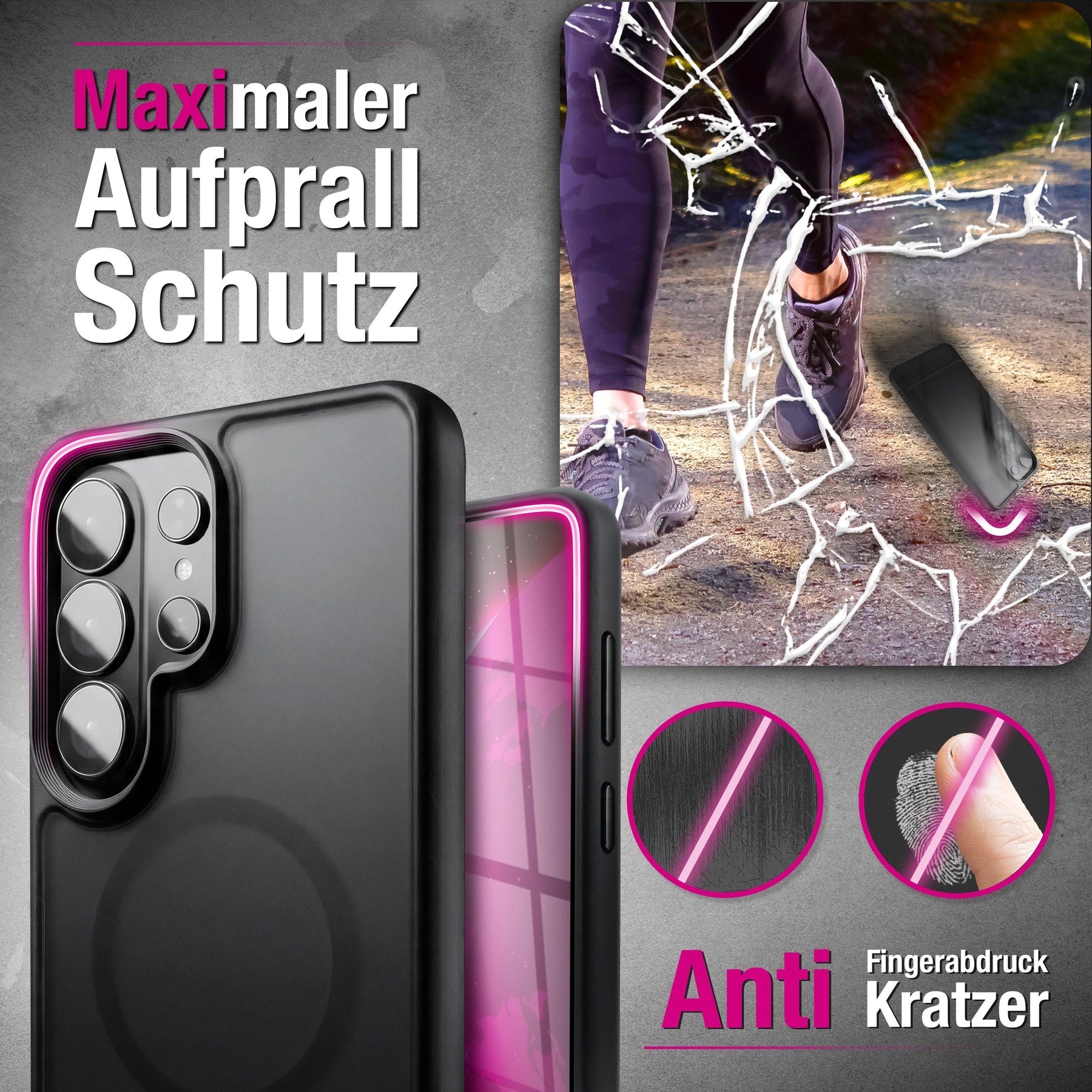 NALIA Mattes Magnet-Hardcase für Samsung Galaxy S26 Ultra – MagSafe kompatibel & Klappständer – TRITON (Stoßfeste Anti-Gelb Handyhülle) – Marke aus Berlin Default Title NALIA Protective Hülle