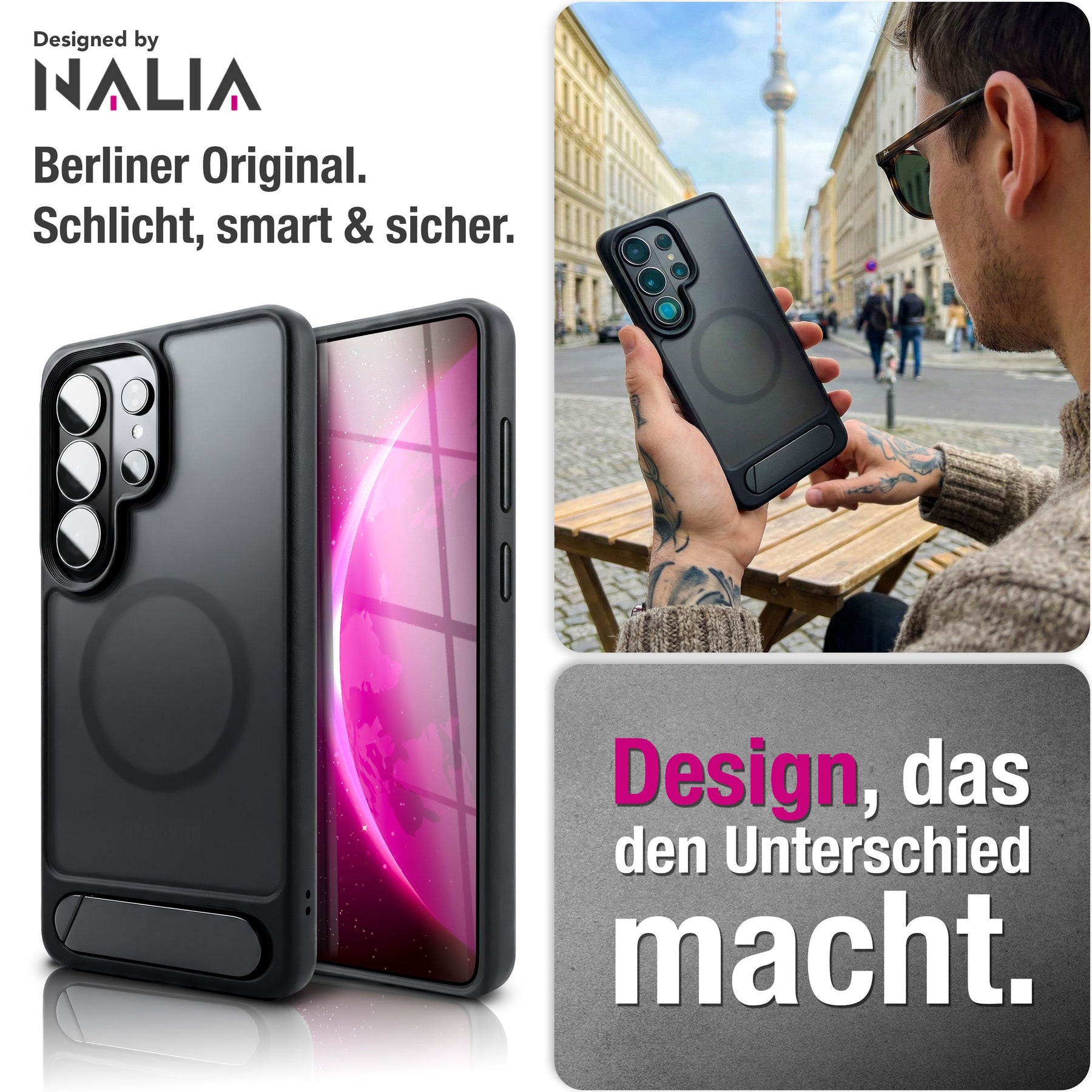 NALIA Mattes Magnet-Hardcase für Samsung Galaxy S26 Ultra – MagSafe kompatibel & Klappständer – TRITON (Stoßfeste Anti-Gelb Handyhülle) – Marke aus Berlin Default Title NALIA Protective Hülle