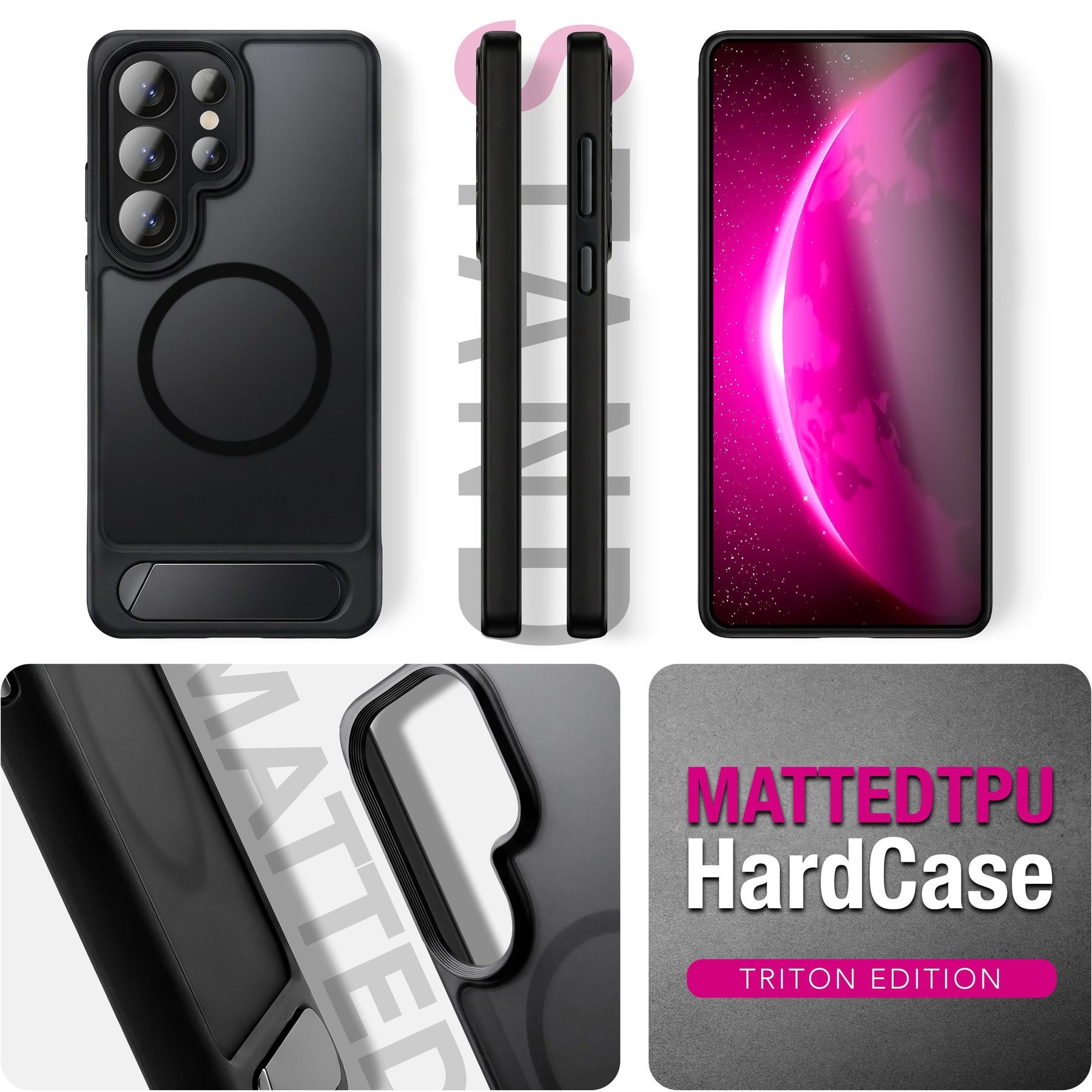 NALIA Mattes Magnet-Hardcase für Samsung Galaxy S26 Ultra – MagSafe kompatibel & Klappständer – TRITON (Stoßfeste Anti-Gelb Handyhülle) – Marke aus Berlin Default Title NALIA Protective Hülle