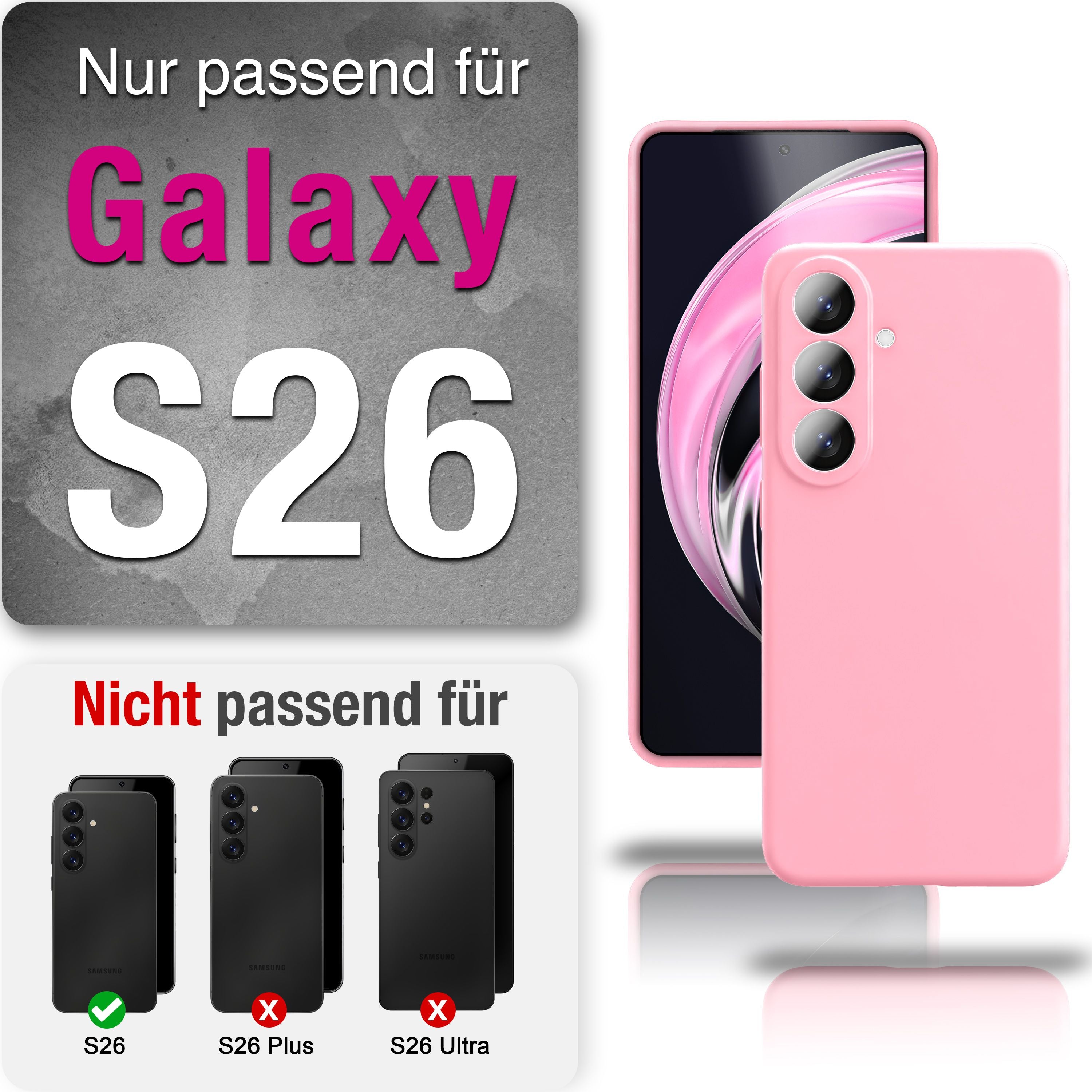 NALIA Silikonhülle Samsung Galaxy S26 Case samtig griffig Kameraschutz stoßfest Seidenrosa NALIA Protective Hülle