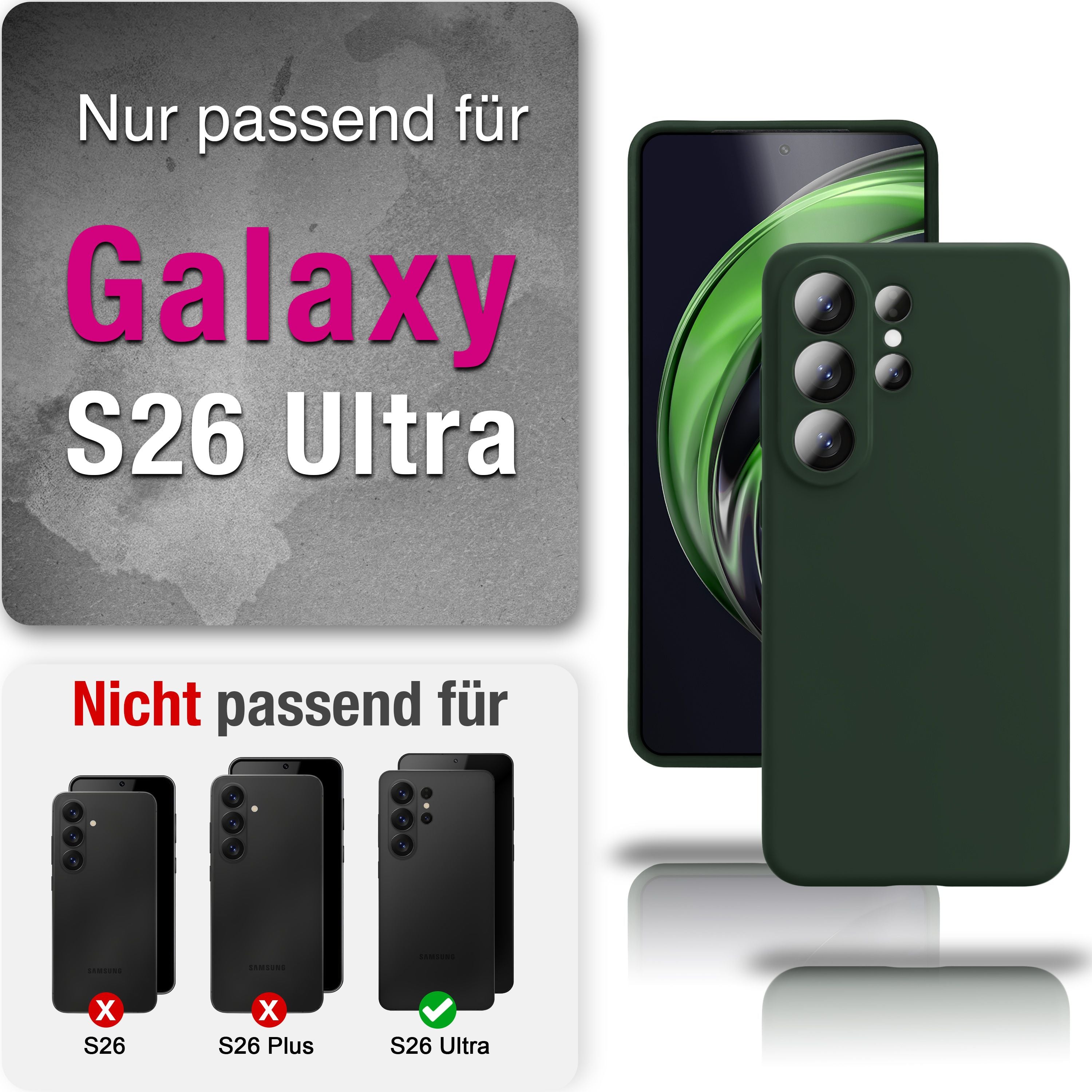 NALIA Silikonhülle Samsung Galaxy S26 Ultra Case samtig griffig Kameraschutz Waldnacht Grün NALIA Protective Hülle