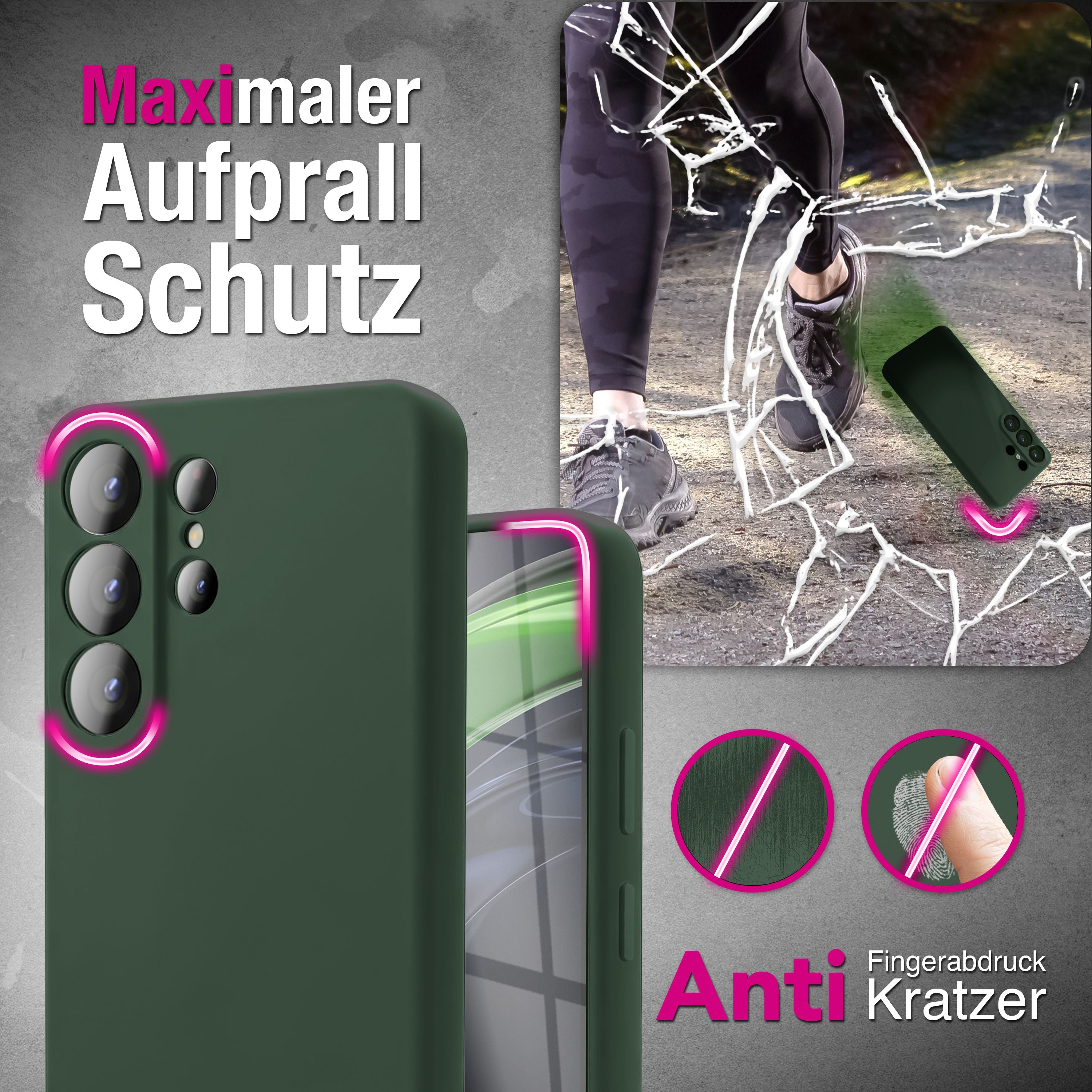 NALIA Silikonhülle Samsung Galaxy S26 Ultra Case samtig griffig Kameraschutz Waldnacht Grün NALIA Protective Hülle