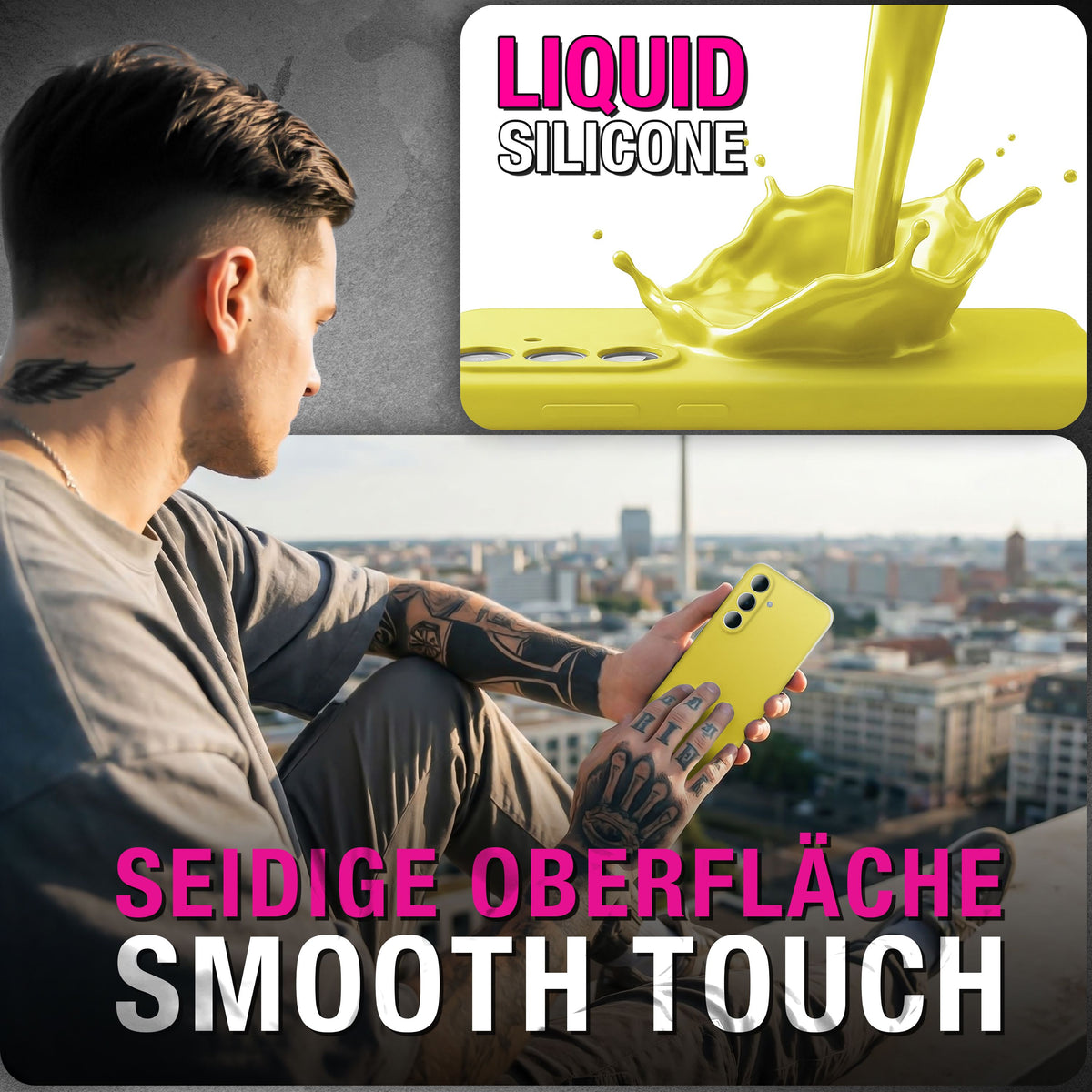 NALIA Silikonhülle für Samsung Galaxy A57 – Kameraschutz & Innenfutter – PHOENIX (Soft-Touch Case) – Marke aus Berlin Neon Gelb NALIA Protective Hülle