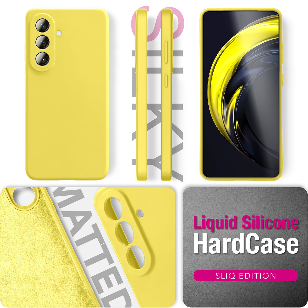 NALIA Silikonhülle für Samsung Galaxy A57 – Kameraschutz & Innenfutter – PHOENIX (Soft-Touch Case) – Marke aus Berlin Neon Gelb NALIA Protective Hülle