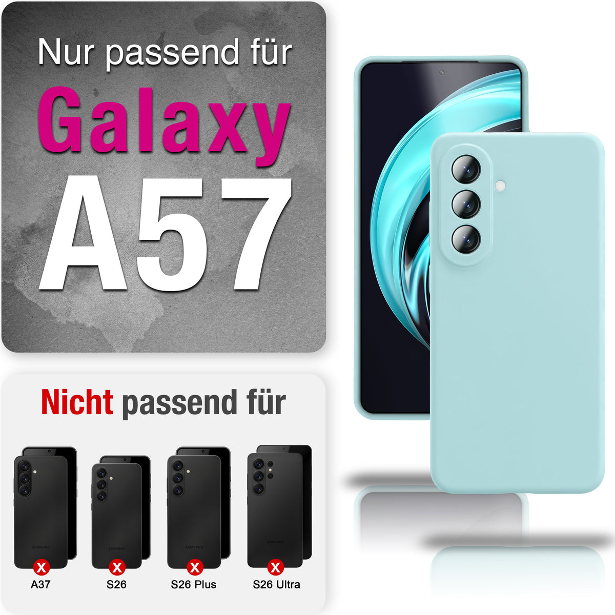 NALIA Silikonhülle für Samsung Galaxy A57 – Kameraschutz & Innenfutter – PHOENIX (Soft-Touch Case) – Marke aus Berlin Eisblau NALIA Protective Hülle