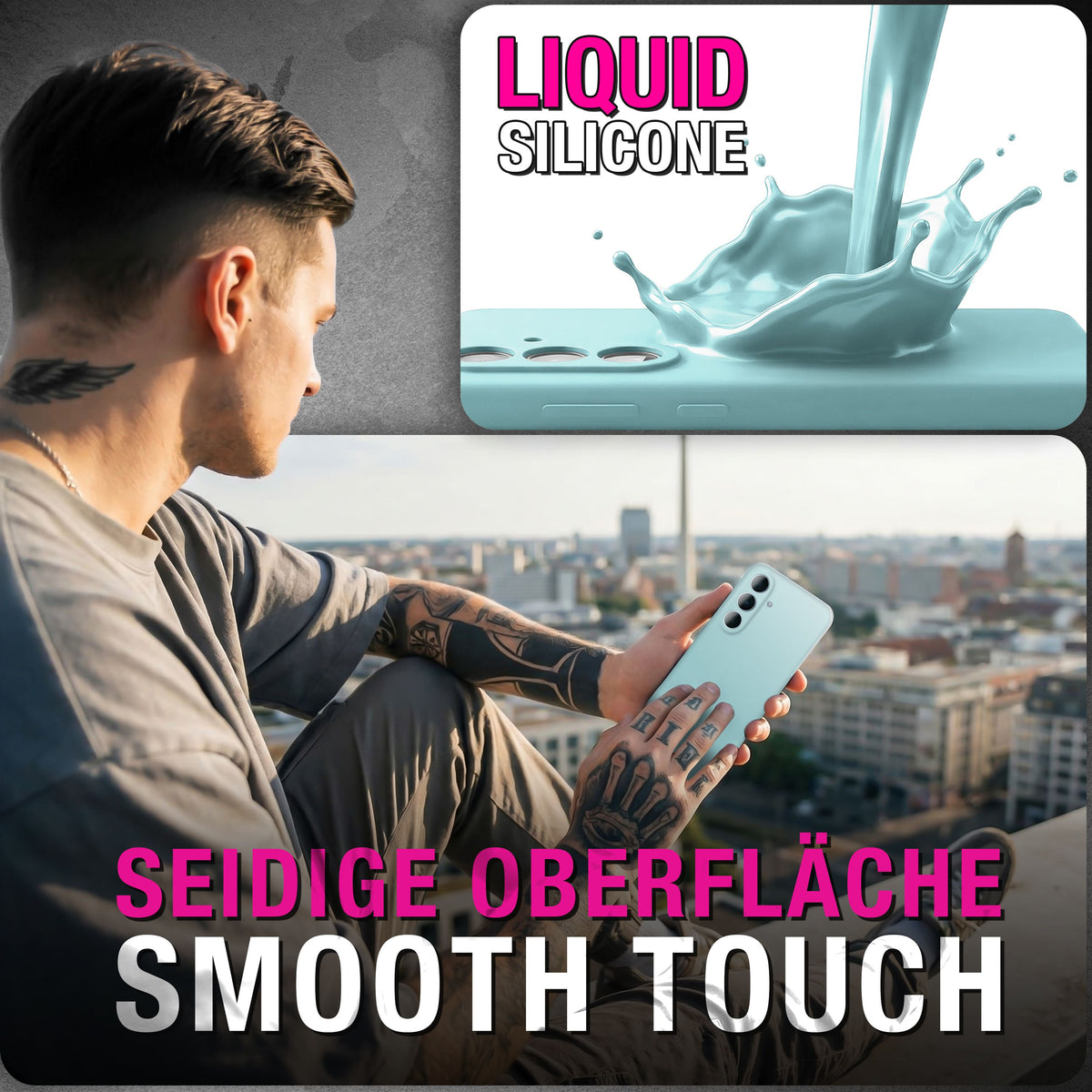 NALIA Silikonhülle für Samsung Galaxy A57 – Kameraschutz & Innenfutter – PHOENIX (Soft-Touch Case) – Marke aus Berlin Eisblau NALIA Protective Hülle