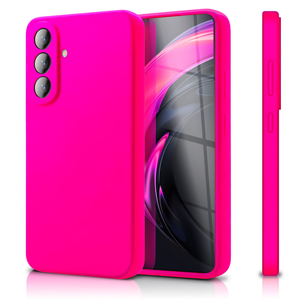NALIA Silikonhülle für Samsung Galaxy A57 – Kameraschutz & Innenfutter – PHOENIX (Soft-Touch Case) – Marke aus Berlin Neon Pink NALIA Protective Hülle