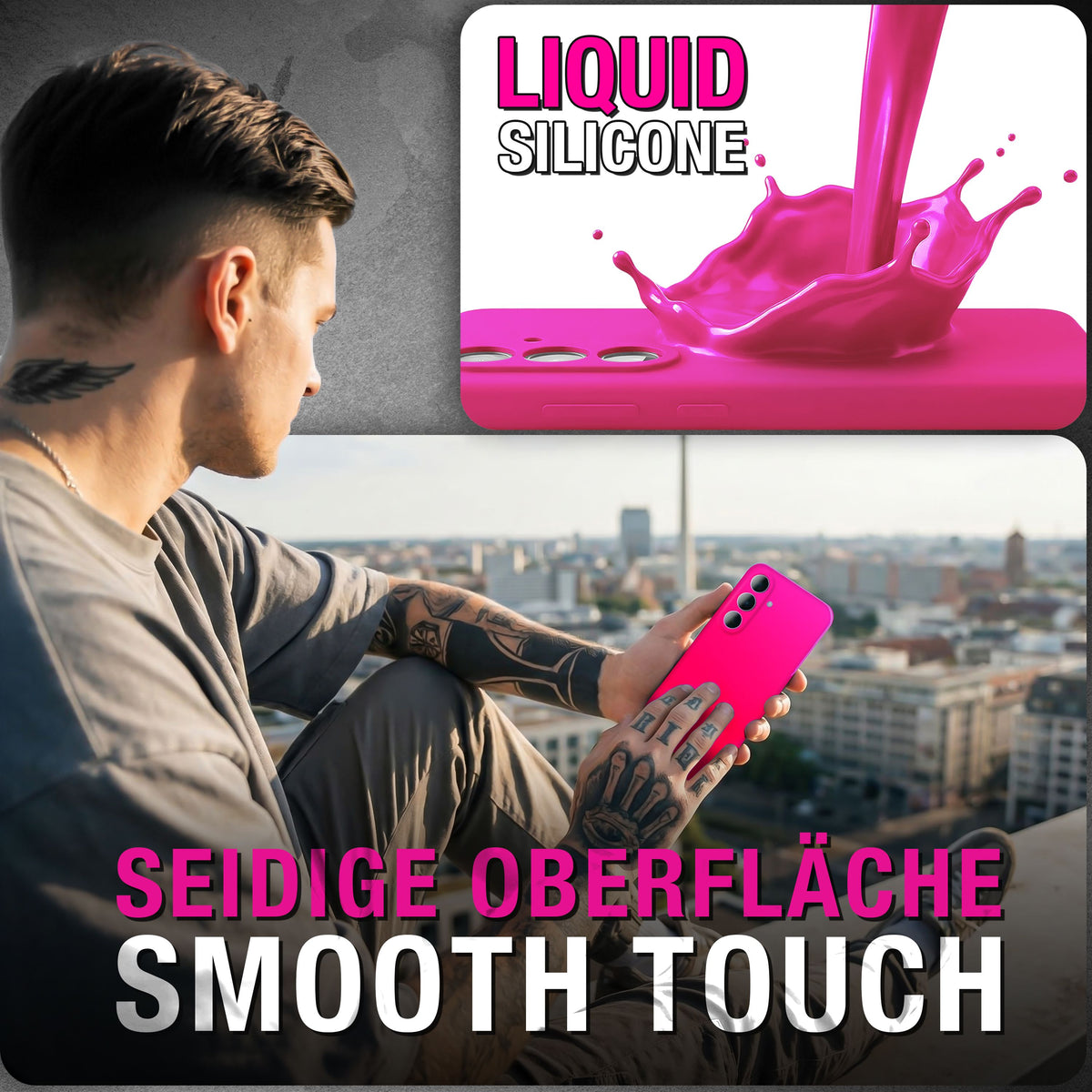 NALIA Silikonhülle für Samsung Galaxy A57 – Kameraschutz & Innenfutter – PHOENIX (Soft-Touch Case) – Marke aus Berlin Neon Pink NALIA Protective Hülle