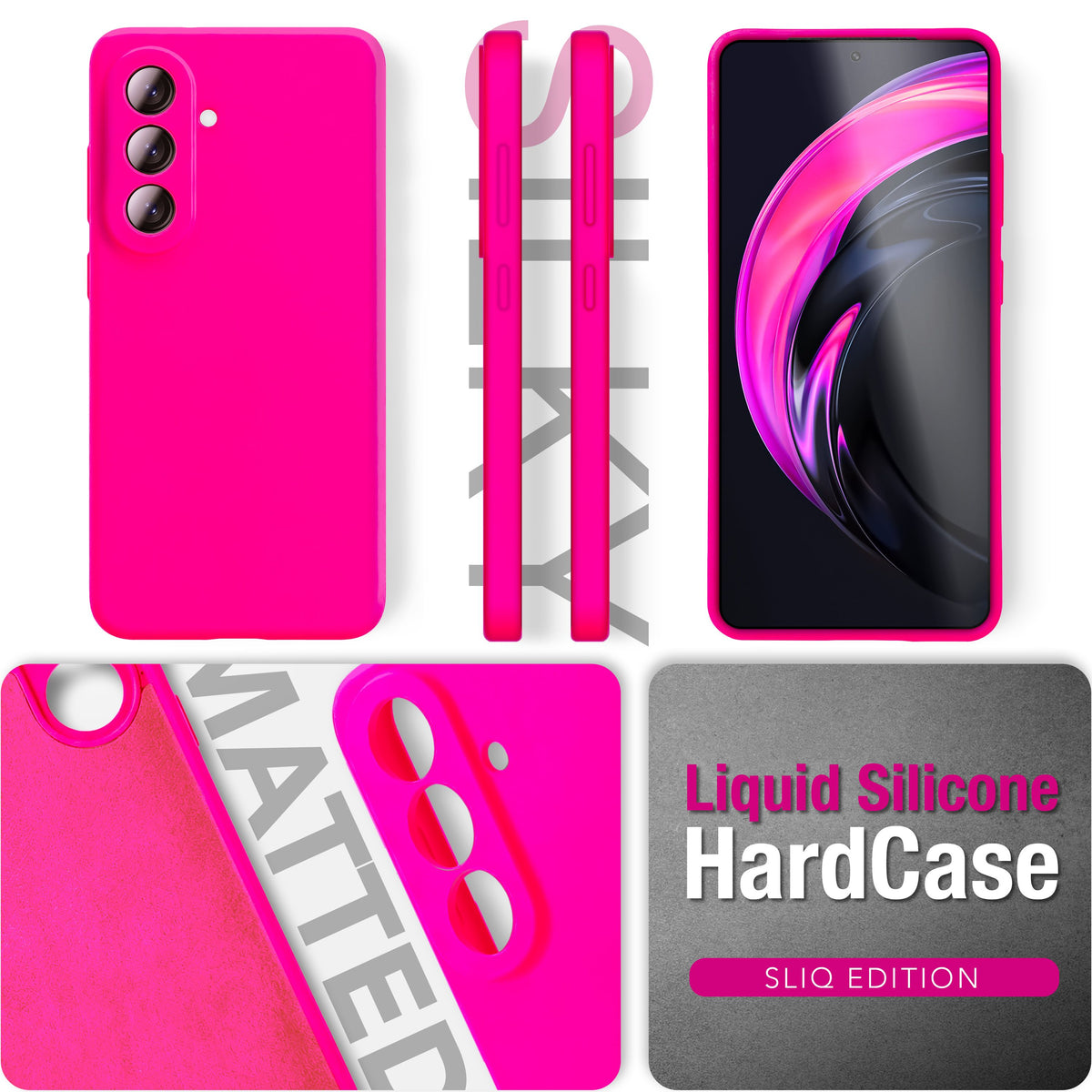 NALIA Silikonhülle für Samsung Galaxy A57 – Kameraschutz & Innenfutter – PHOENIX (Soft-Touch Case) – Marke aus Berlin Neon Pink NALIA Protective Hülle