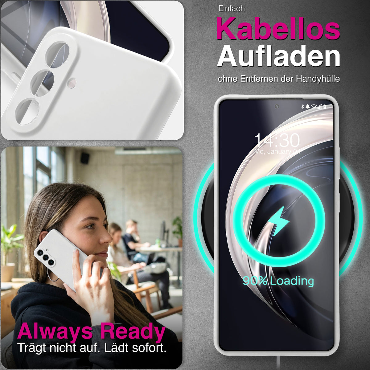 NALIA Silikonhülle für Samsung Galaxy A57 – Kameraschutz & Innenfutter – PHOENIX (Soft-Touch Case) – Marke aus Berlin Schneeweiß NALIA Protective Hülle