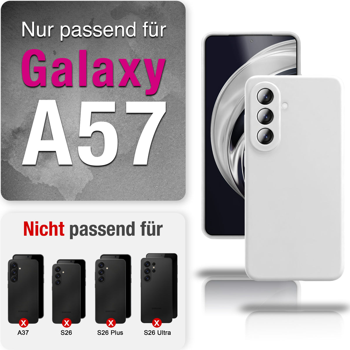 NALIA Silikonhülle für Samsung Galaxy A57 – Kameraschutz & Innenfutter – PHOENIX (Soft-Touch Case) – Marke aus Berlin Schneeweiß NALIA Protective Hülle