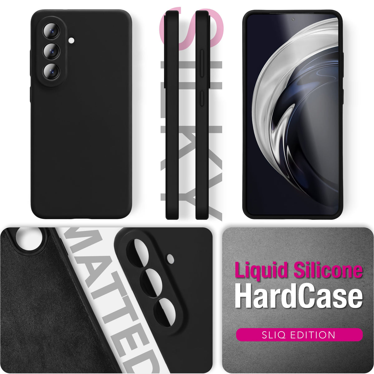 NALIA Silikonhülle für Samsung Galaxy A57 – Kameraschutz & Innenfutter – PHOENIX (Soft-Touch Case) – Marke aus Berlin Graphit Schwarz NALIA Protective Hülle