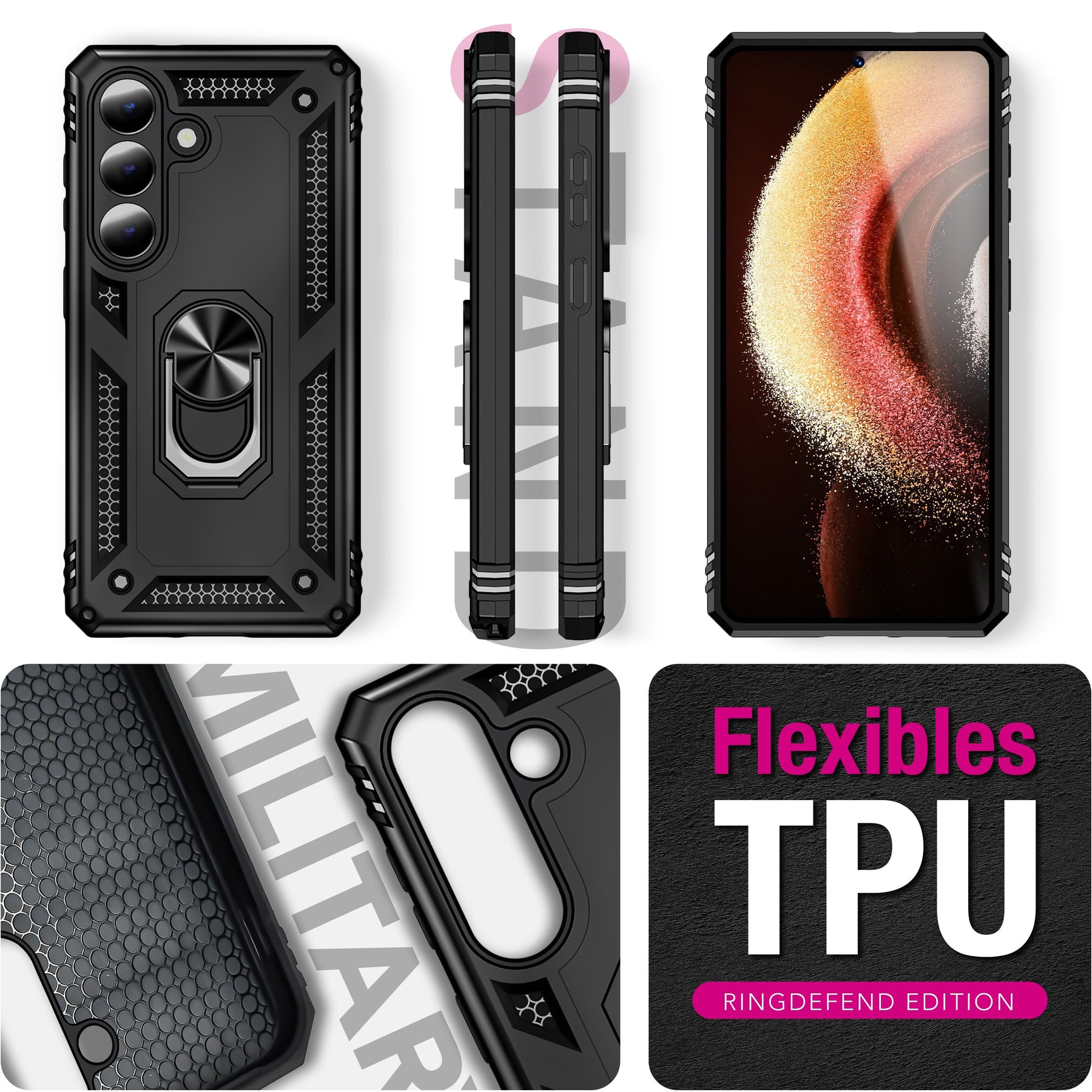 NALIA Panzerhülle für Samsung Galaxy S26 Plus – Ring-Ständer 360° & Magnet-Halterung Kompatibel – RINGDEFEND (Stoßfestes Outdoor Case) – Marke aus Berlin