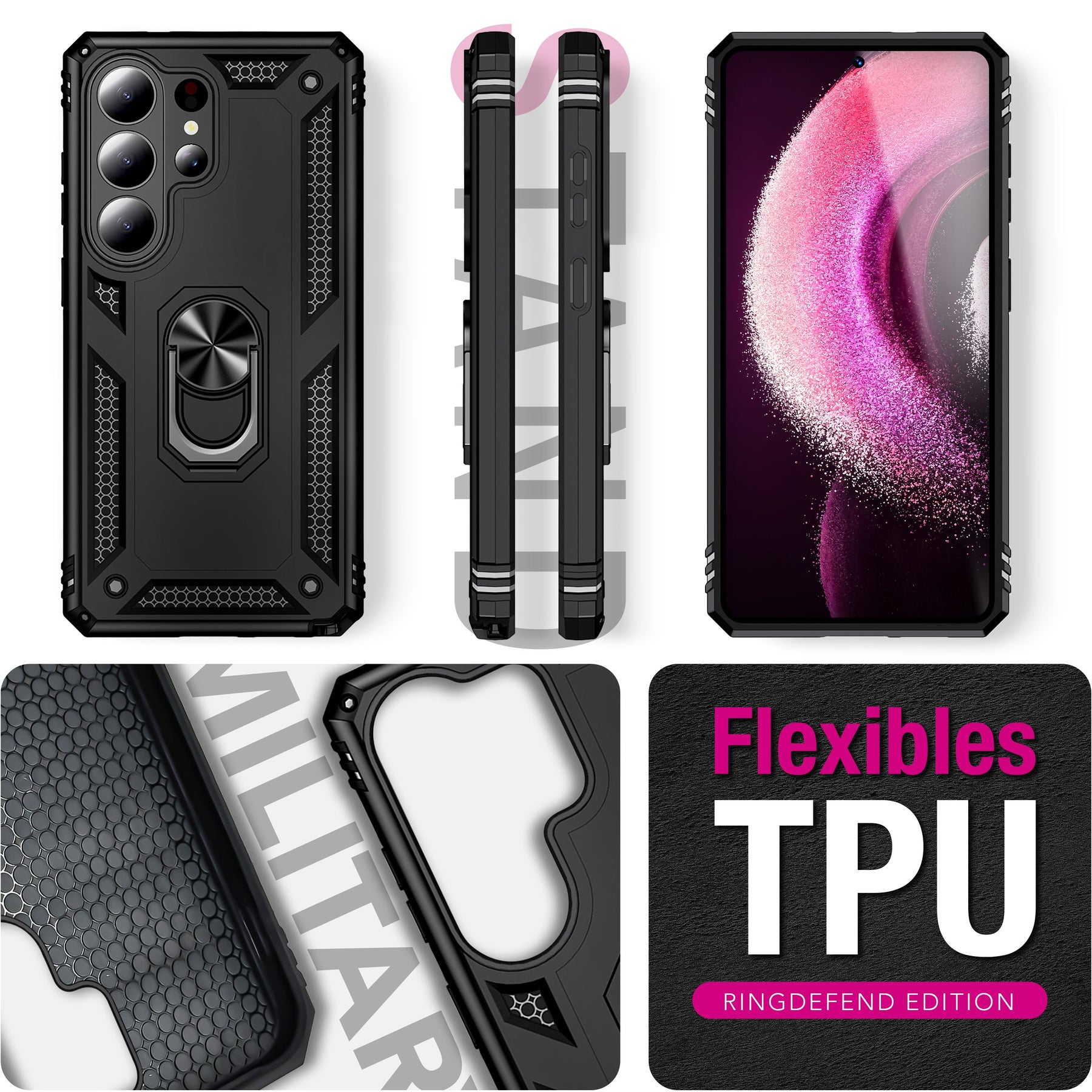 NALIA Panzerhülle für Samsung Galaxy S26 Ultra – Ring-Ständer 360° & Magnet-Halterung Kompatibel – RINGDEFEND (Stoßfestes Outdoor Case) – Marke aus Berlin