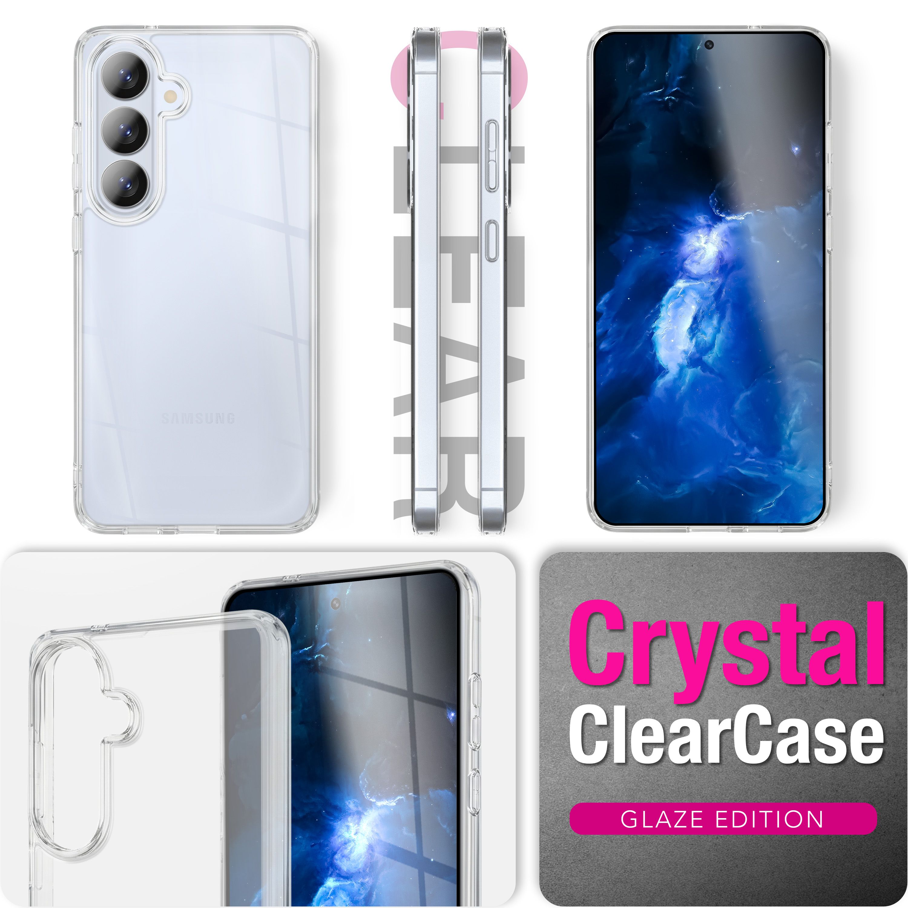 NALIA Transparente Hülle für Samsung Galaxy S26 – Anti-Gelb & Stoßfest – GLAZE (Rückseite in Glas-Optik) – Marke aus Berlin Default Title NALIA Transparente Hülle