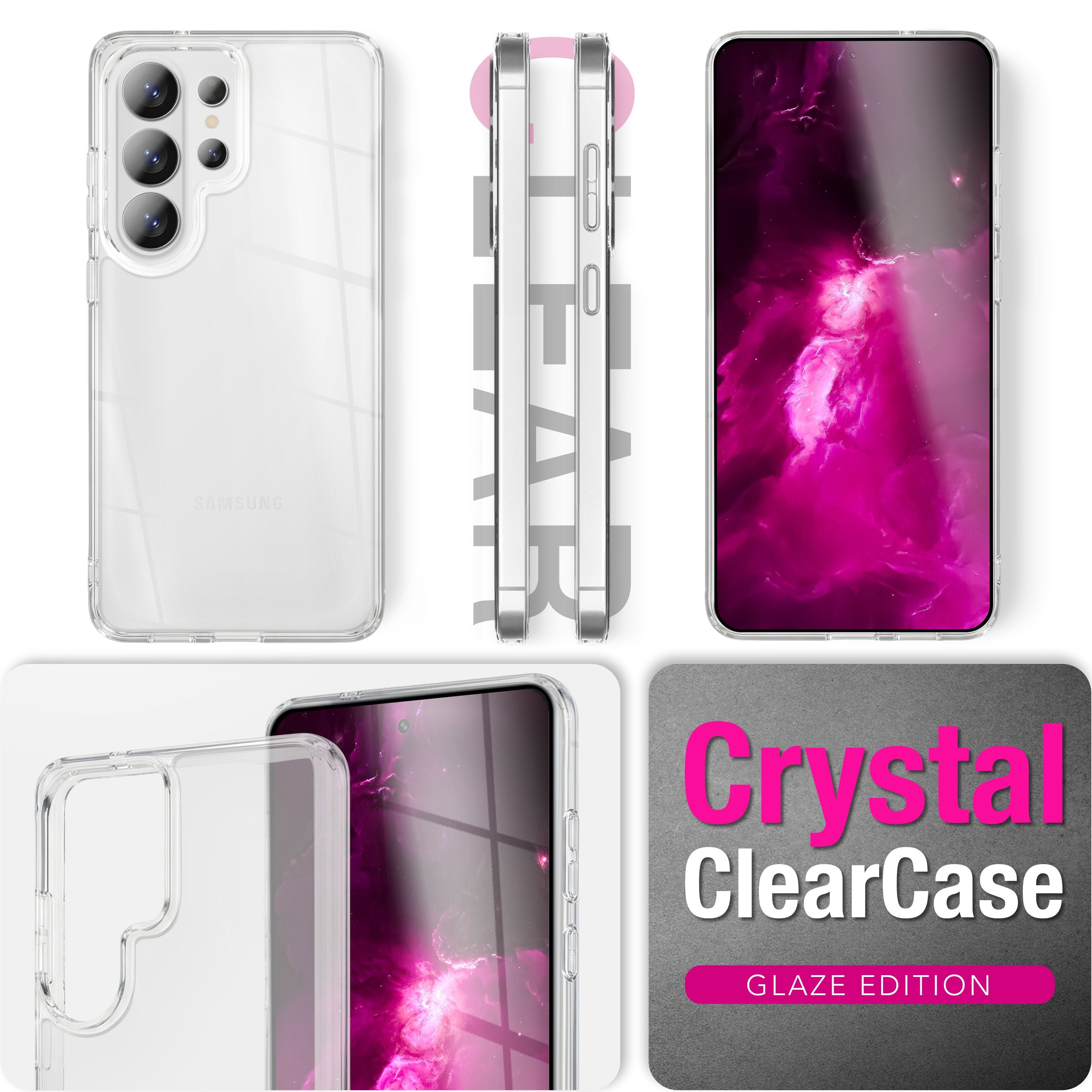 NALIA Transparente Hülle für Samsung Galaxy S26 Ultra – Anti-Gelb & Stoßfest – GLAZE (Rückseite in Glas-Optik) – Marke aus Berlin