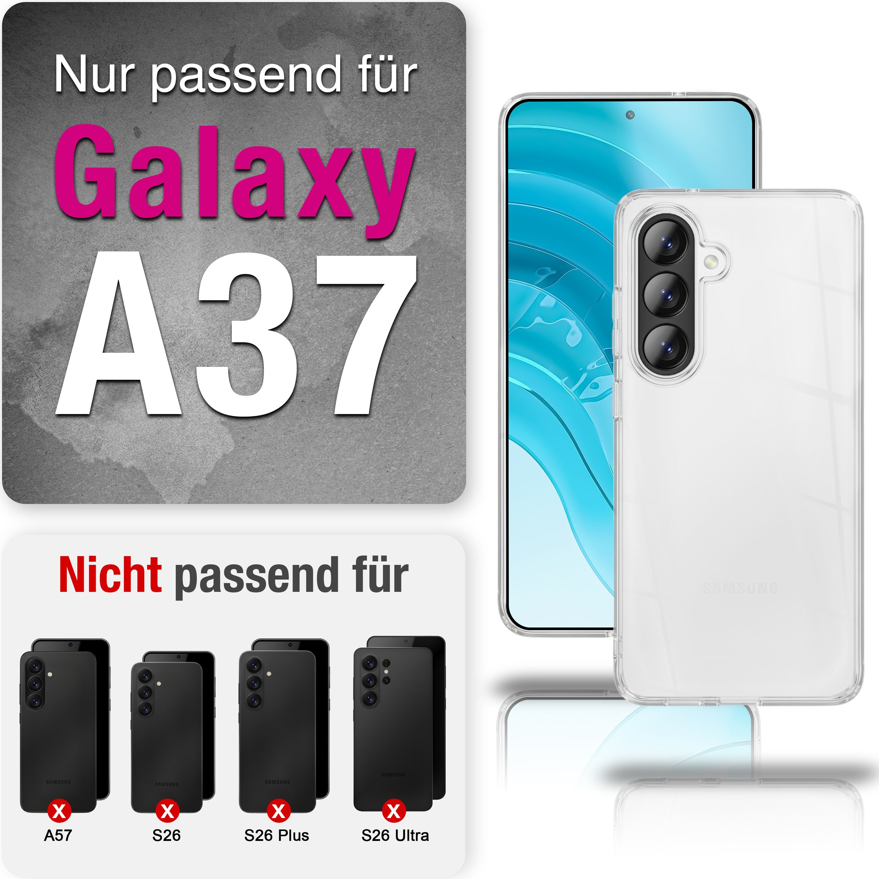 NALIA Transparente Silikonhülle Samsung Galaxy A37 Case Anti-Gelb stoßfest Default Title NALIA Transparente Hülle