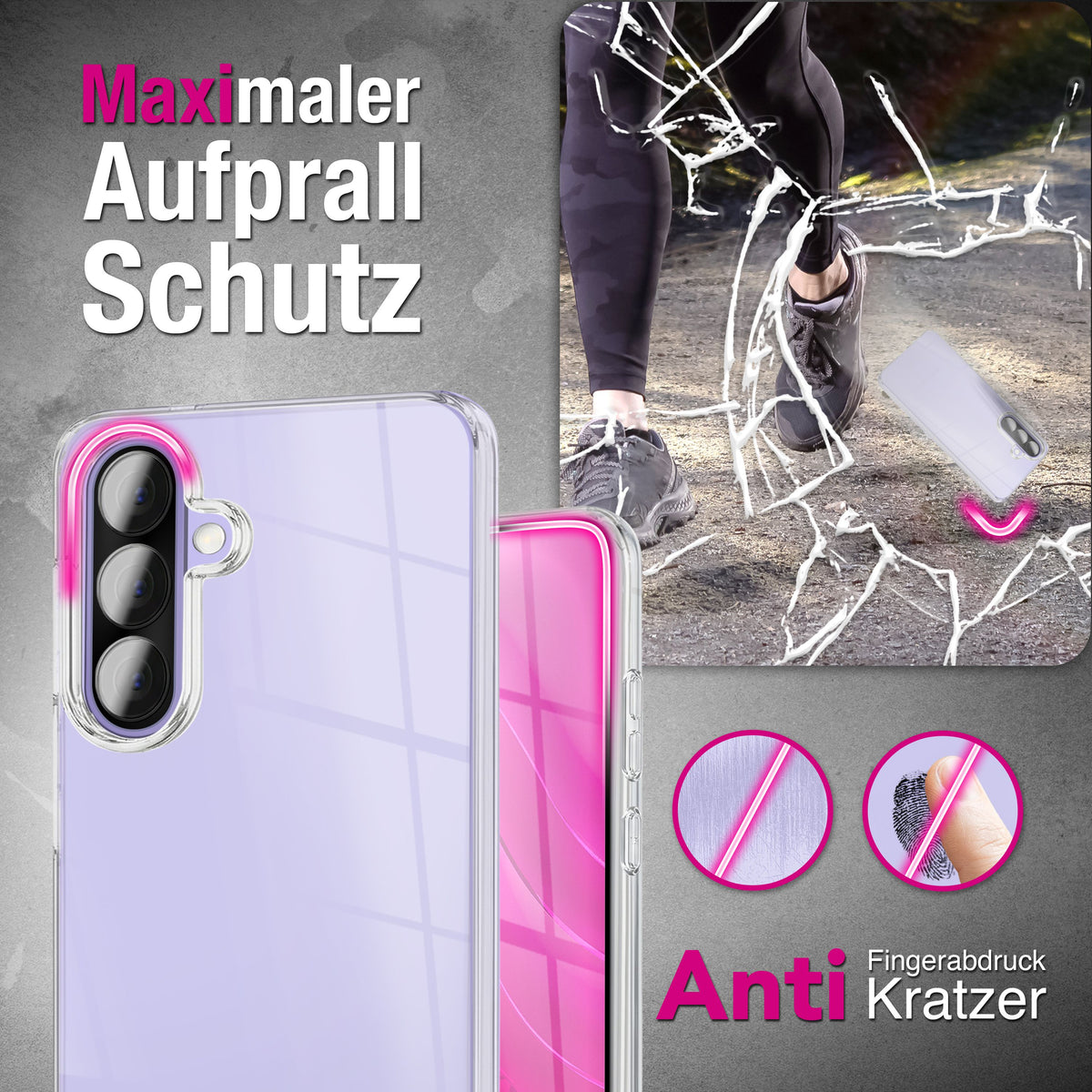 NALIA Transparente Silikonhülle für Samsung Galaxy A57 – Anti-Gelb & Rutschfest – GLAZE (Handyhülle Kristallklar, Schlank & Stoßfest) – Marke aus Berlin