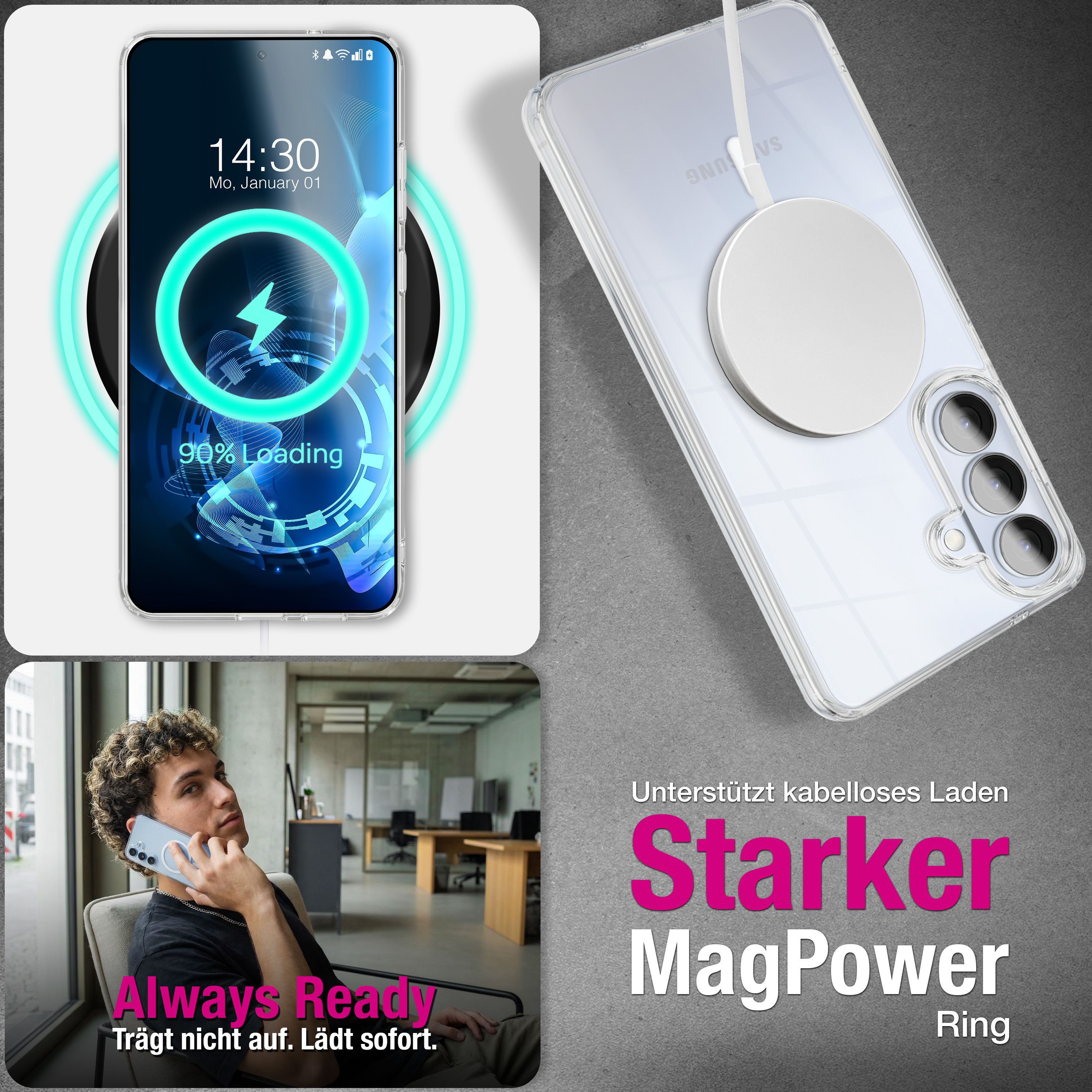 NALIA Transparentes Magnet Case für Samsung Galaxy S26 – MagPower System (MagSafe kompatibel) – LUMEX (Edle Glas-Optik, aber unzerbrechlich) – Marke aus Berlin Default Title NALIA Klare Hüllen