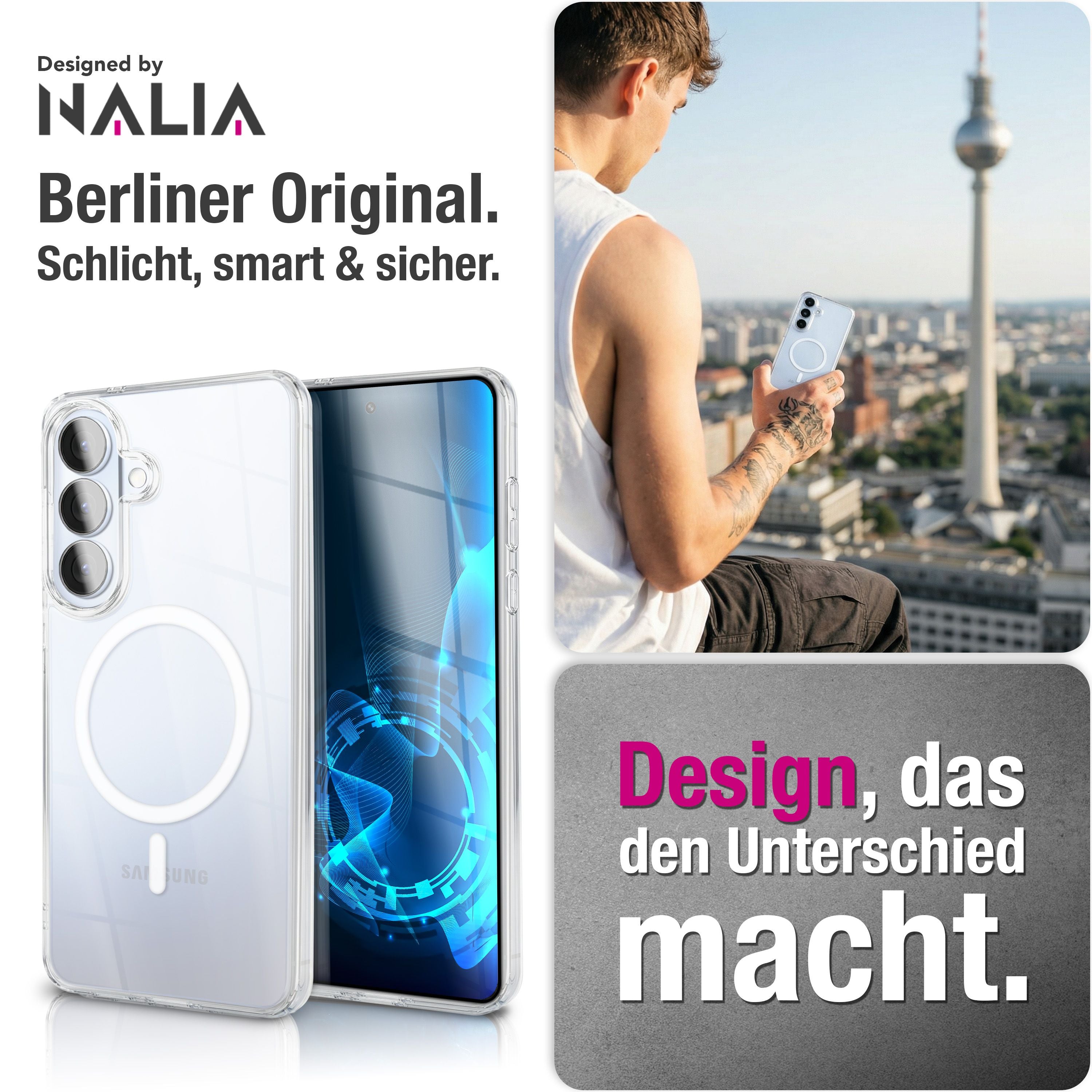 NALIA Transparentes Magnet Case für Samsung Galaxy S26 – MagPower System (MagSafe kompatibel) – LUMEX (Edle Glas-Optik, aber unzerbrechlich) – Marke aus Berlin Default Title NALIA Klare Hüllen