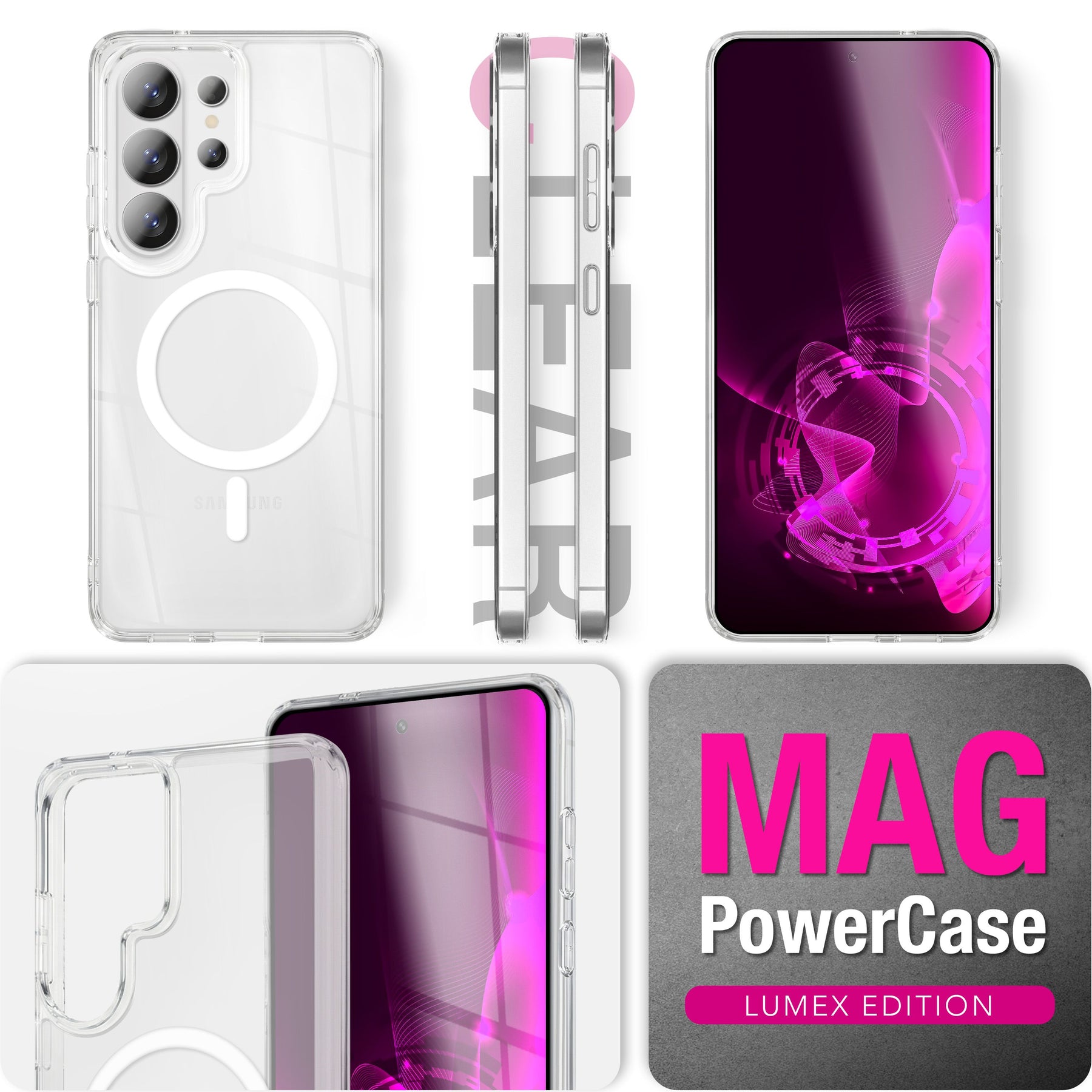 NALIA Transparentes Magnet Case für Samsung Galaxy S26 Ultra – MagPower System (MagSafe kompatibel) – LUMEX (Edle Glas-Optik, aber unzerbrechlich) – Marke aus Berlin