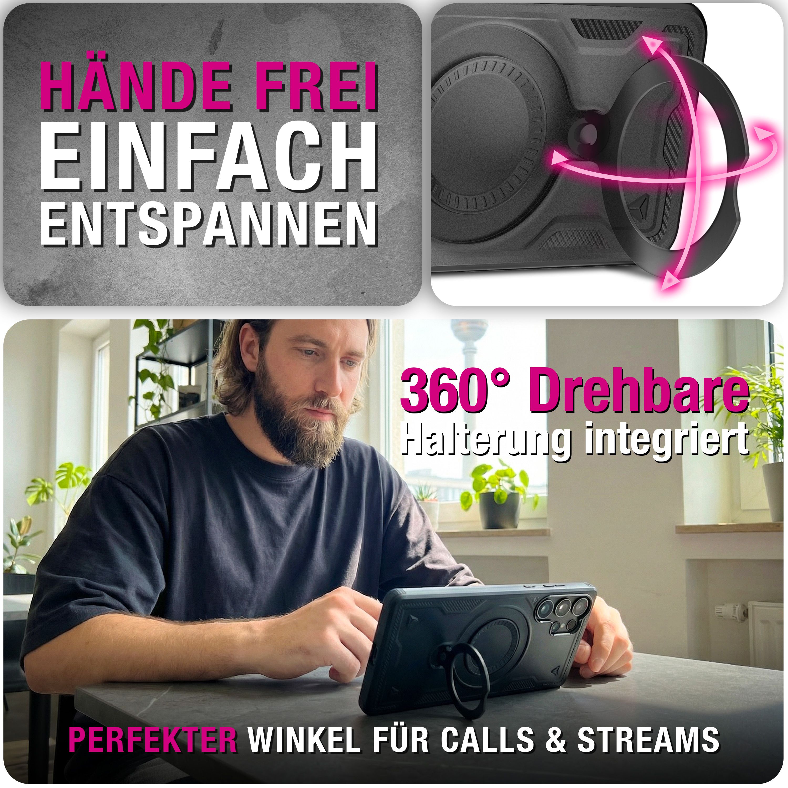 NALIA Magnetische Panzerhülle für Samsung Galaxy S26 Ultra – Ring-Halterung 360° & MagSafe kompatibel – STORMGUARD (Outdoor Case) – Marke aus Berlin