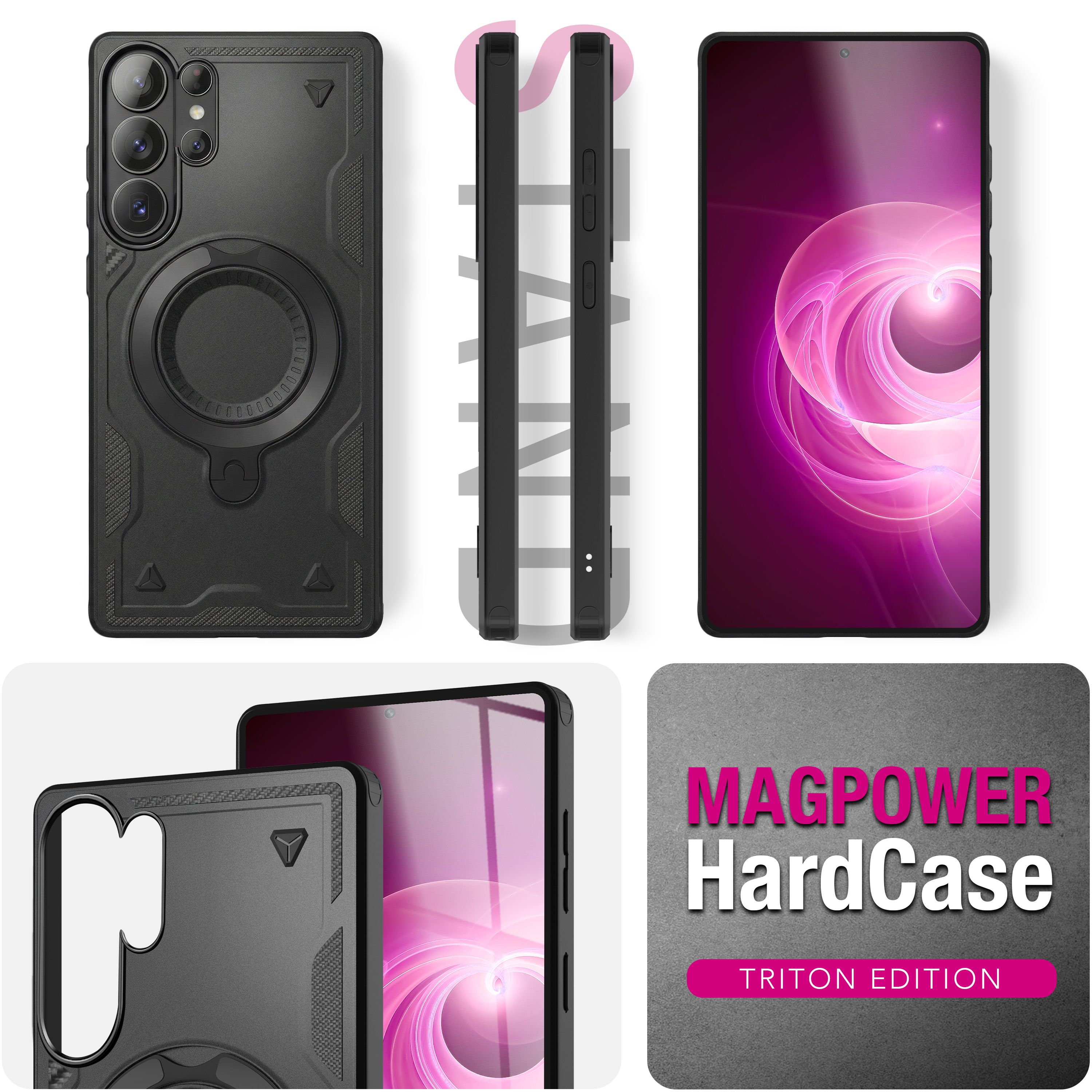 NALIA Magnetische Panzerhülle für Samsung Galaxy S26 Ultra – Ring-Halterung 360° & MagSafe kompatibel – STORMGUARD (Outdoor Case) – Marke aus Berlin