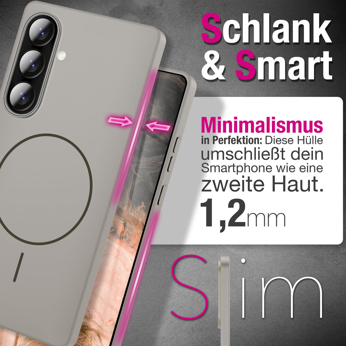 NALIA Ultradünnes Magnet-Hardcase für Samsung Galaxy A57 – MagSafe kompatibel, Matt & Anti-Fingerabdruck – CLOUD (Vergilbungsfreie Handyhülle) – Marke aus Berlin
