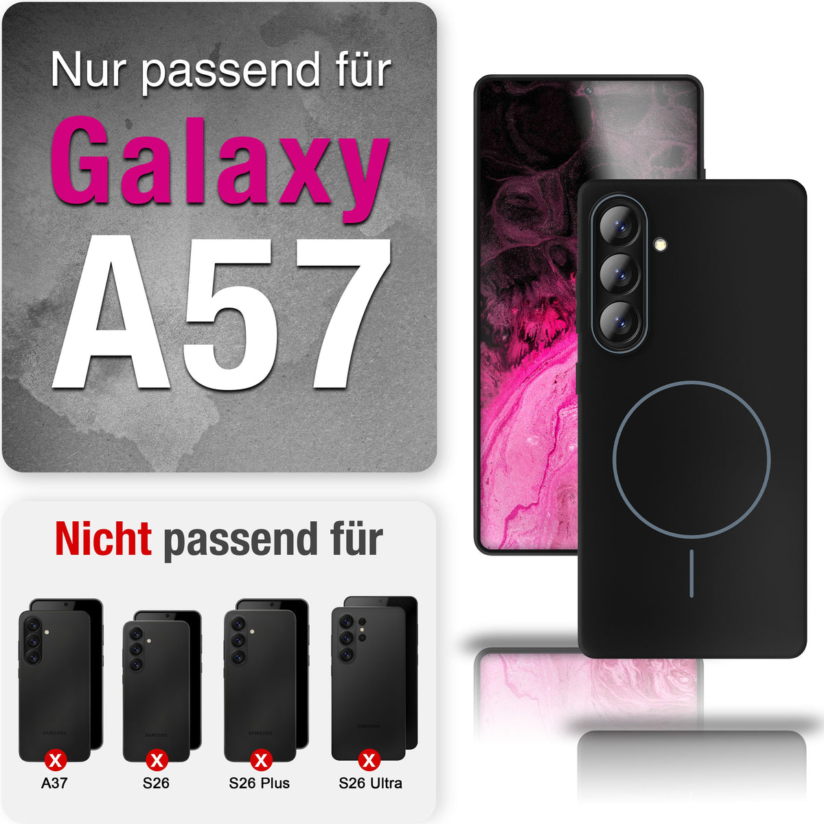 NALIA Ultradünnes Magnet-Hardcase für Samsung Galaxy A57 – MagSafe kompatibel, Matt & Anti-Fingerabdruck – CLOUD (Vergilbungsfreie Handyhülle) – Marke aus Berlin
