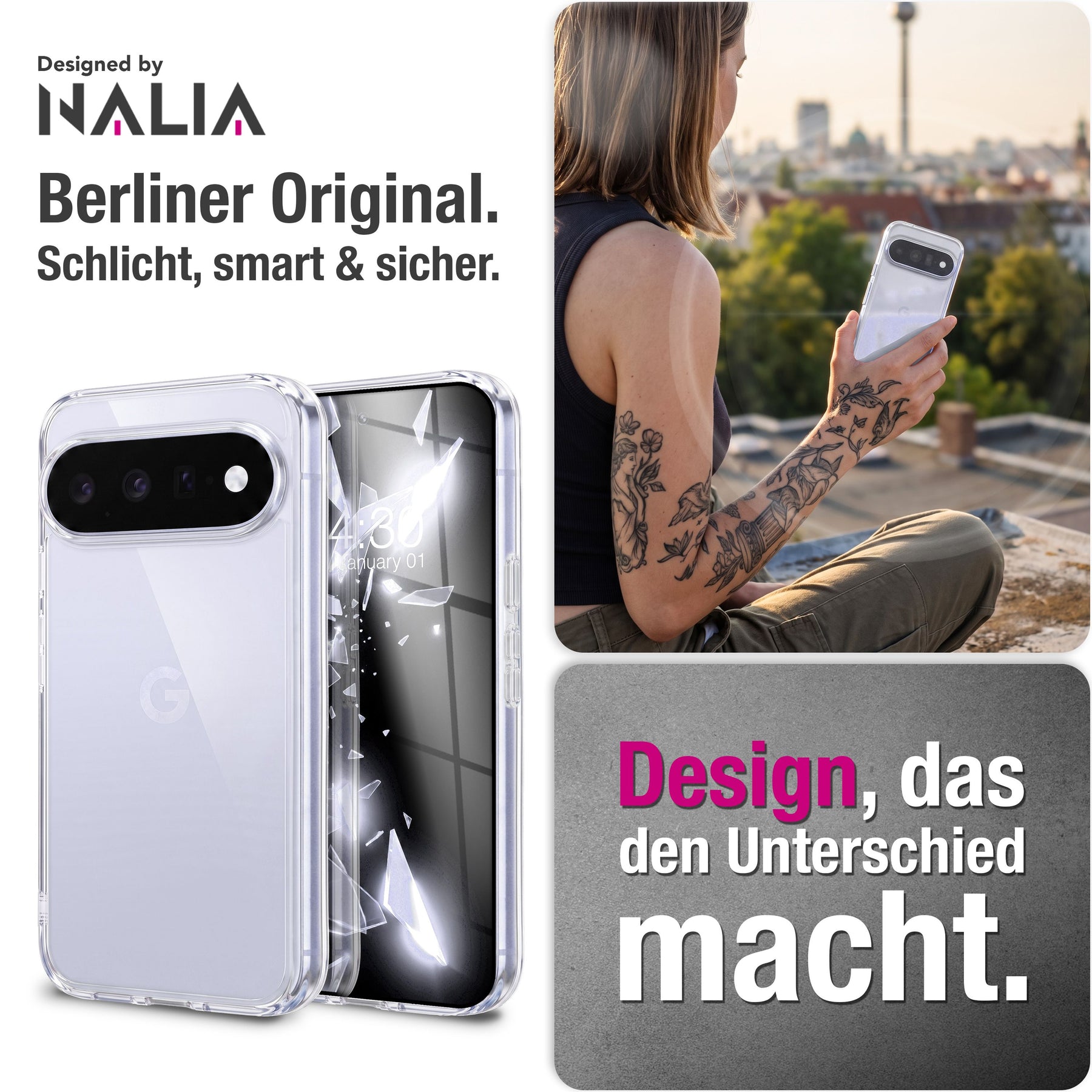 NALIA Transparente Silikonhülle für Google Pixel 11 – Anti-Gelb & Rutschfest – GLAZE (Handyhülle Kristallklar, Schlank & Stoßfest) – Marke aus Berlin