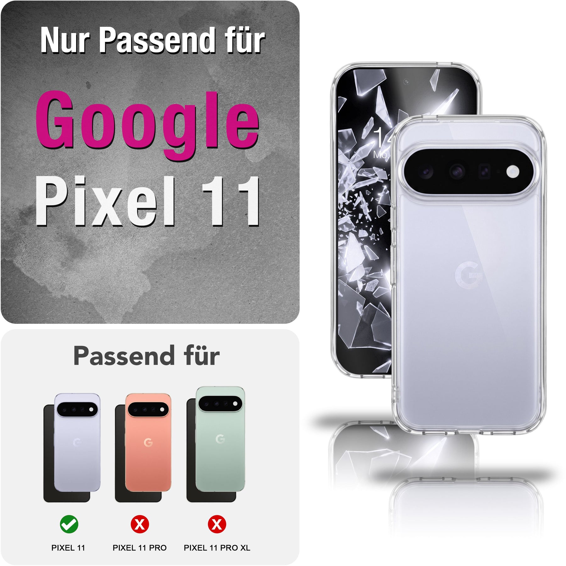 NALIA Transparente Silikonhülle für Google Pixel 11 – Anti-Gelb & Rutschfest – GLAZE (Handyhülle Kristallklar, Schlank & Stoßfest) – Marke aus Berlin