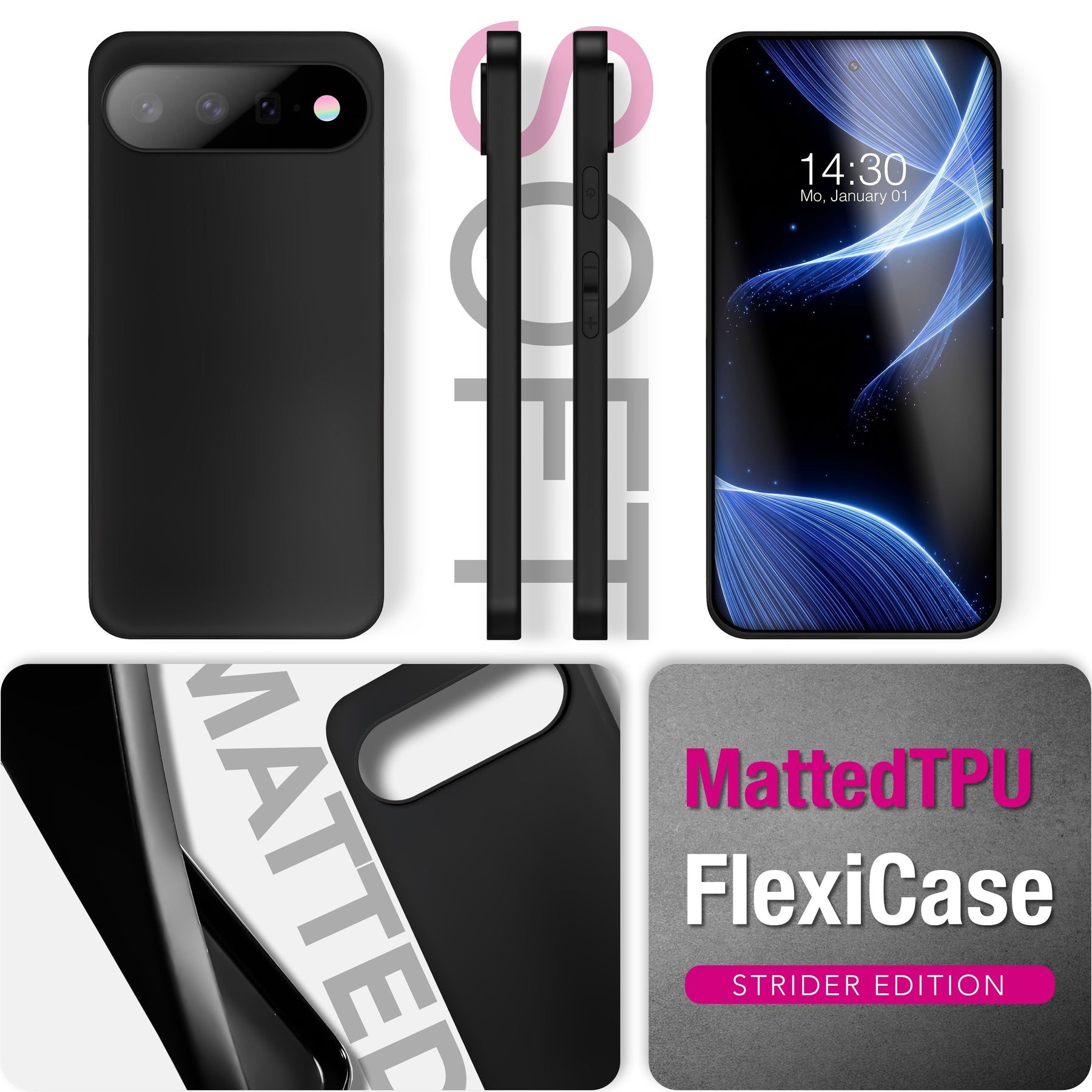 NALIA Matte Silikonhülle für Google Pixel 11 – Slim, Schwarz & Rutschfest – STRIDER (Soft Case, Kameraschutz & Stoßfest) – Marke aus Berlin
