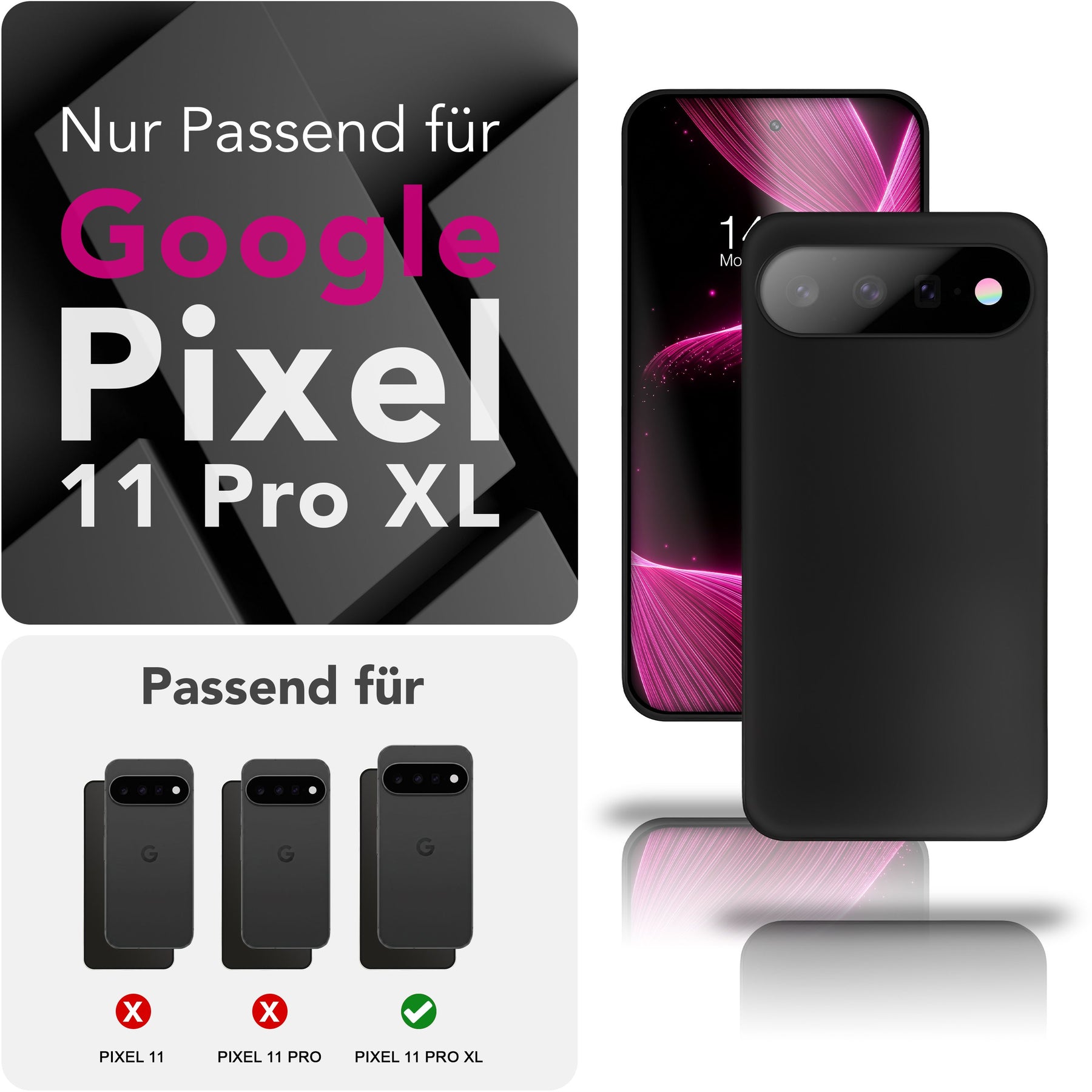 NALIA Matte Silikonhülle für Google Pixel 11 Pro XL – Slim, Schwarz & Rutschfest – STRIDER (Soft Case, Kameraschutz & Stoßfest) – Marke aus Berlin