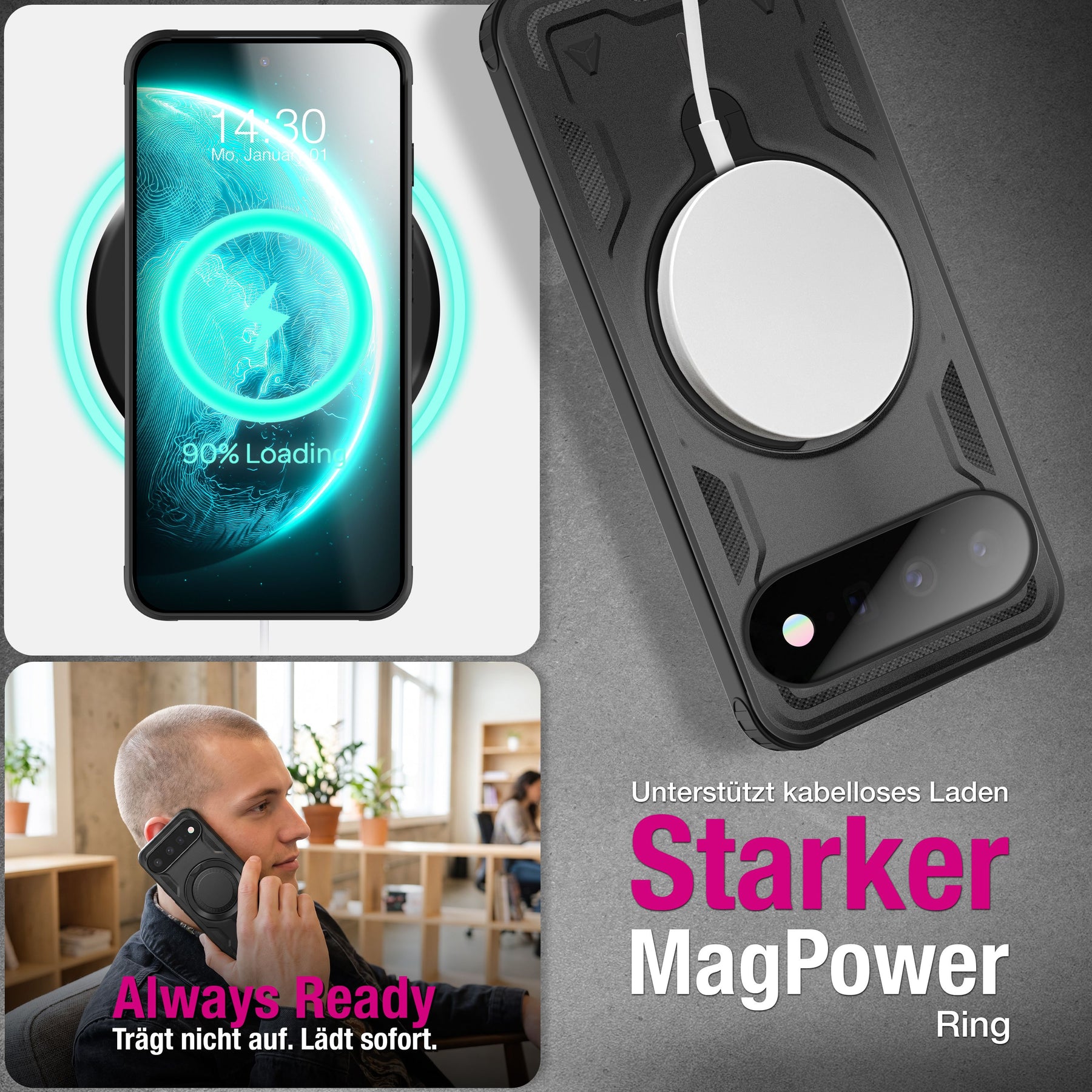 NALIA Magnetische Panzerhülle für Google Pixel 11 / 11 Pro – Ring-Halterung 360° & MagSafe kompatibel – STORMGUARD (Outdoor Case) – Marke aus Berlin