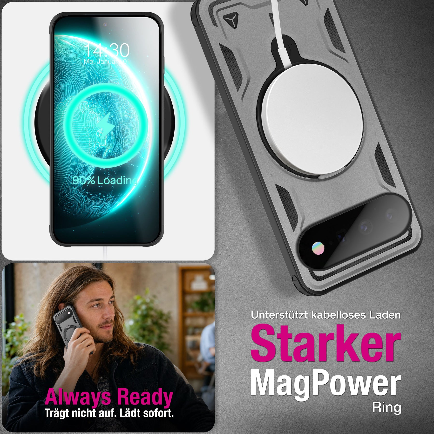 NALIA Magnetische Panzerhülle für Google Pixel 11 / 11 Pro – Ring-Halterung 360° & MagSafe kompatibel – STORMGUARD (Outdoor Case) – Marke aus Berlin