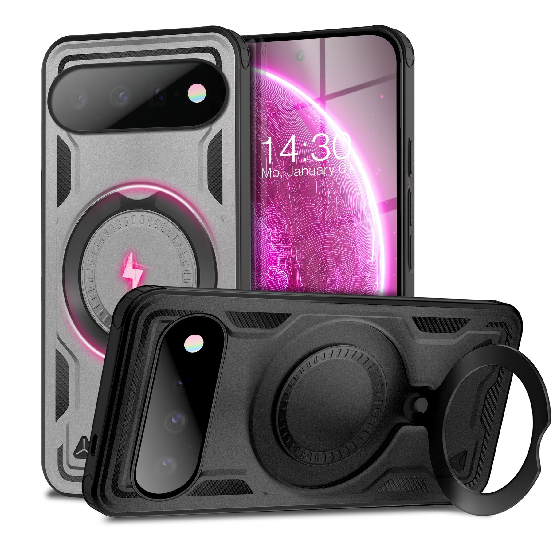 NALIA Magnetische Panzerhülle für Google Pixel 11 Pro XL – Ring-Halterung 360° & MagSafe kompatibel – STORMGUARD (Outdoor Case) – Marke aus Berlin