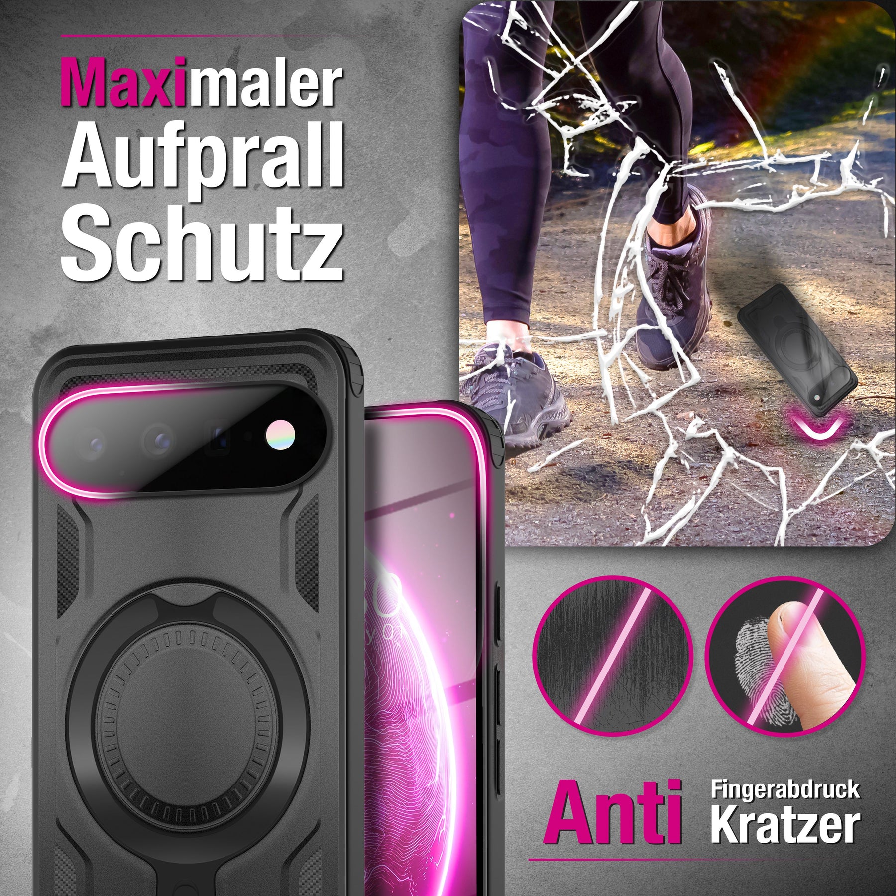 NALIA Magnetische Panzerhülle für Google Pixel 11 Pro XL – Ring-Halterung 360° & MagSafe kompatibel – STORMGUARD (Outdoor Case) – Marke aus Berlin