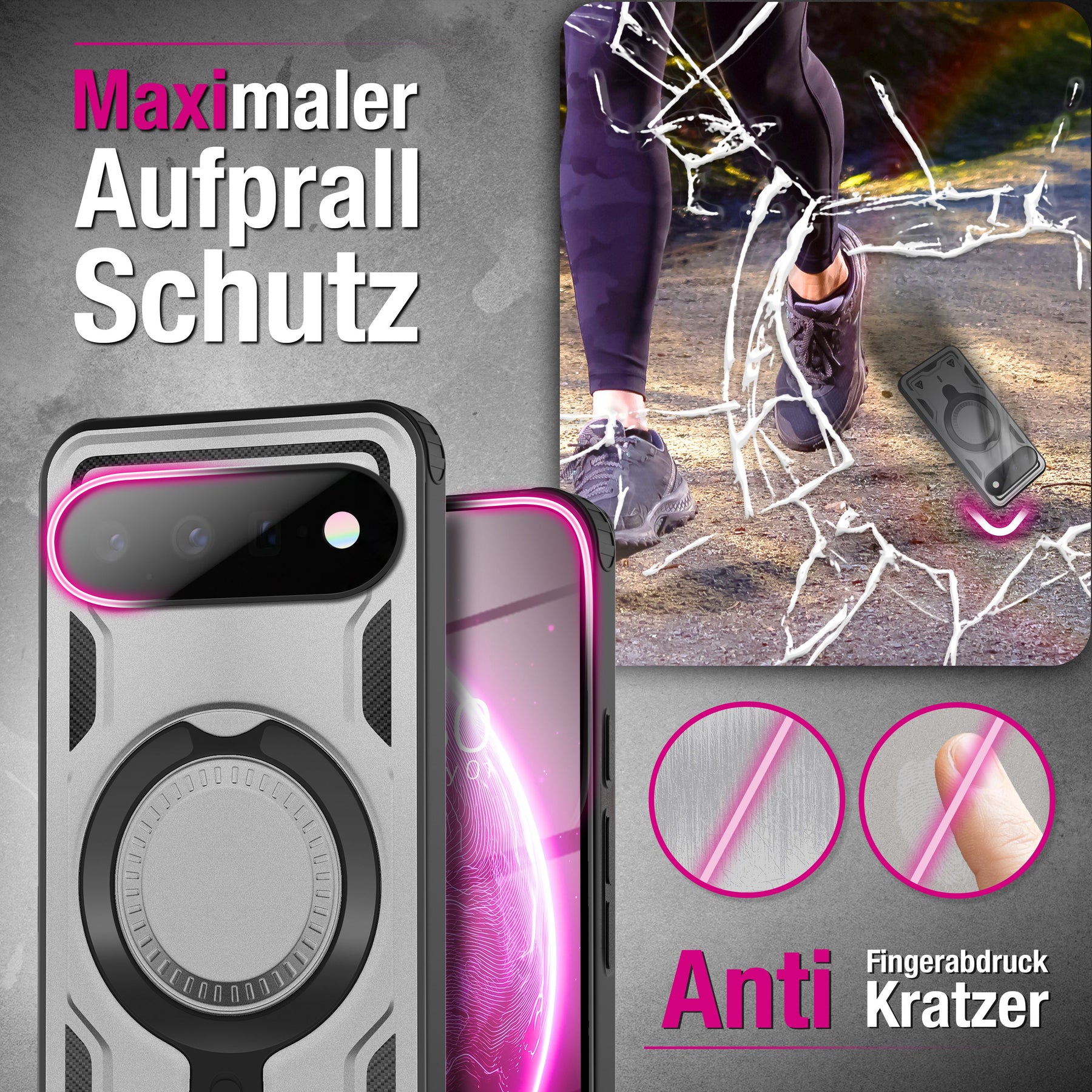NALIA Magnetische Panzerhülle für Google Pixel 11 Pro XL – Ring-Halterung 360° & MagSafe kompatibel – STORMGUARD (Outdoor Case) – Marke aus Berlin