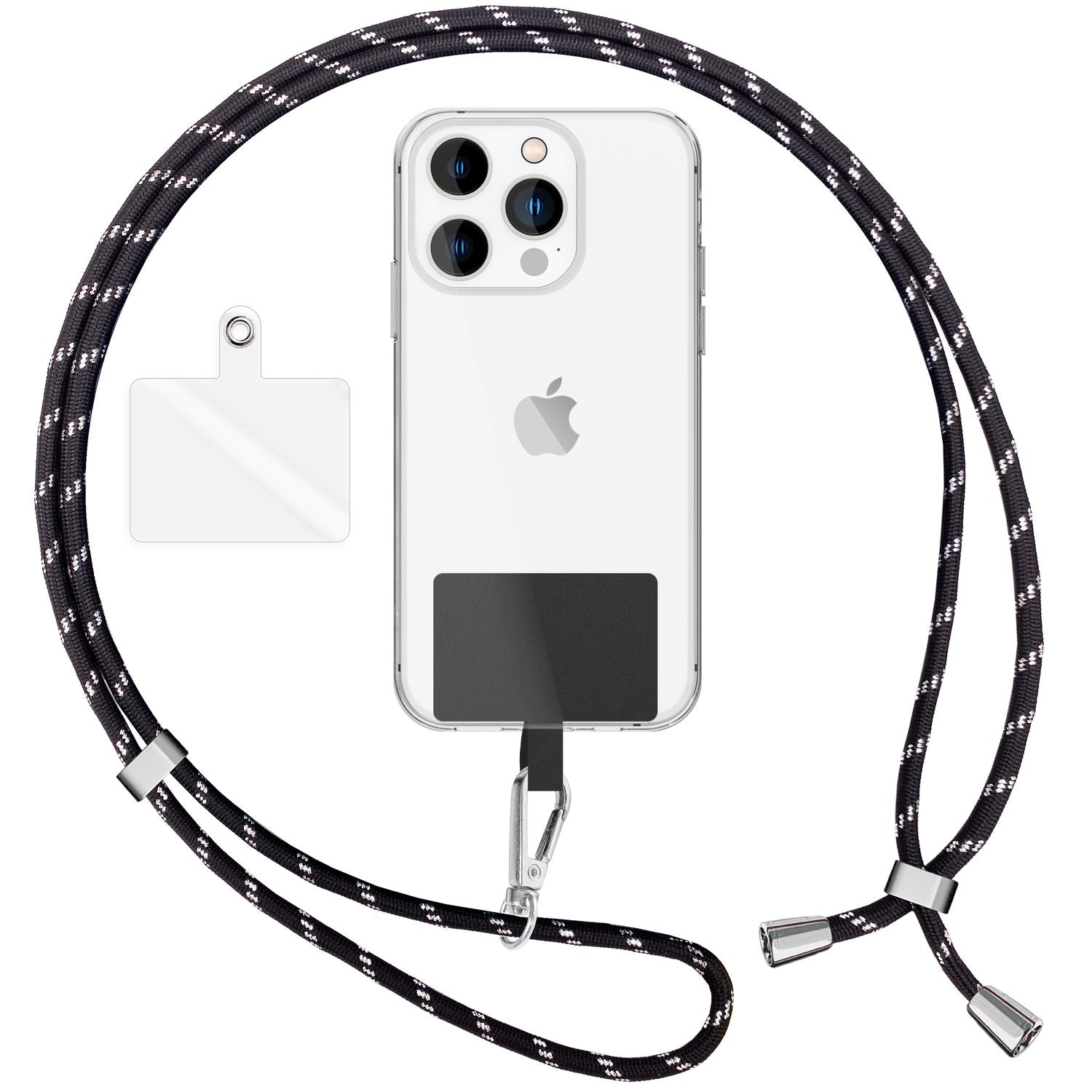 Universal Handykette zum Umhängen mit Pad & Karabiner-Haken für Smartphone Hülle