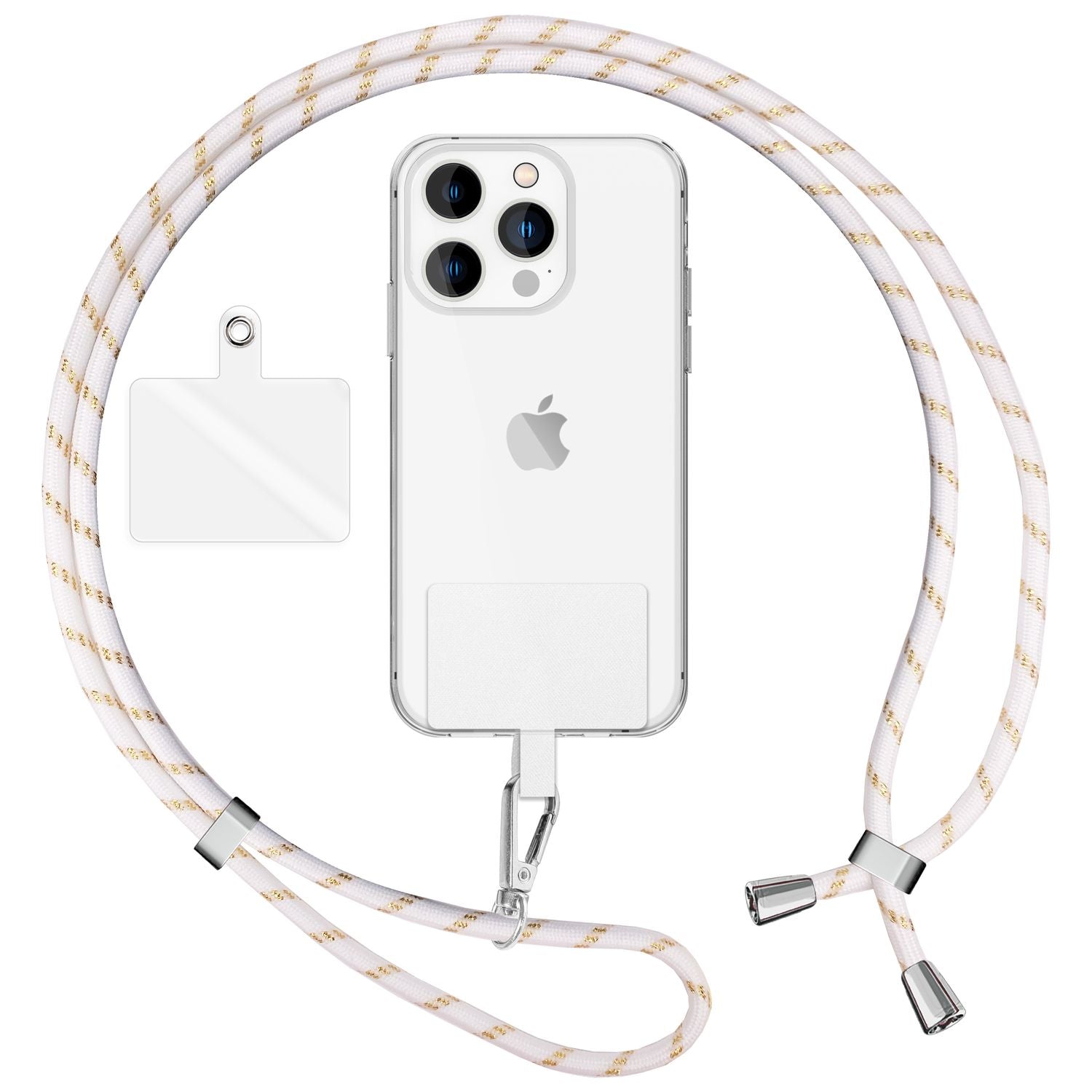 Universal Handykette zum Umhängen mit Pad & Karabiner-Haken für Smartphone Hülle