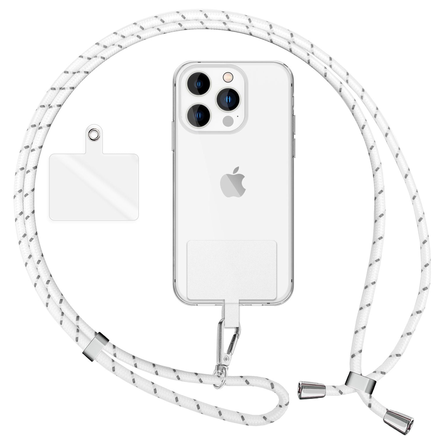 Universal Handykette zum Umhängen mit Pad & Karabiner-Haken für Smartphone Hülle