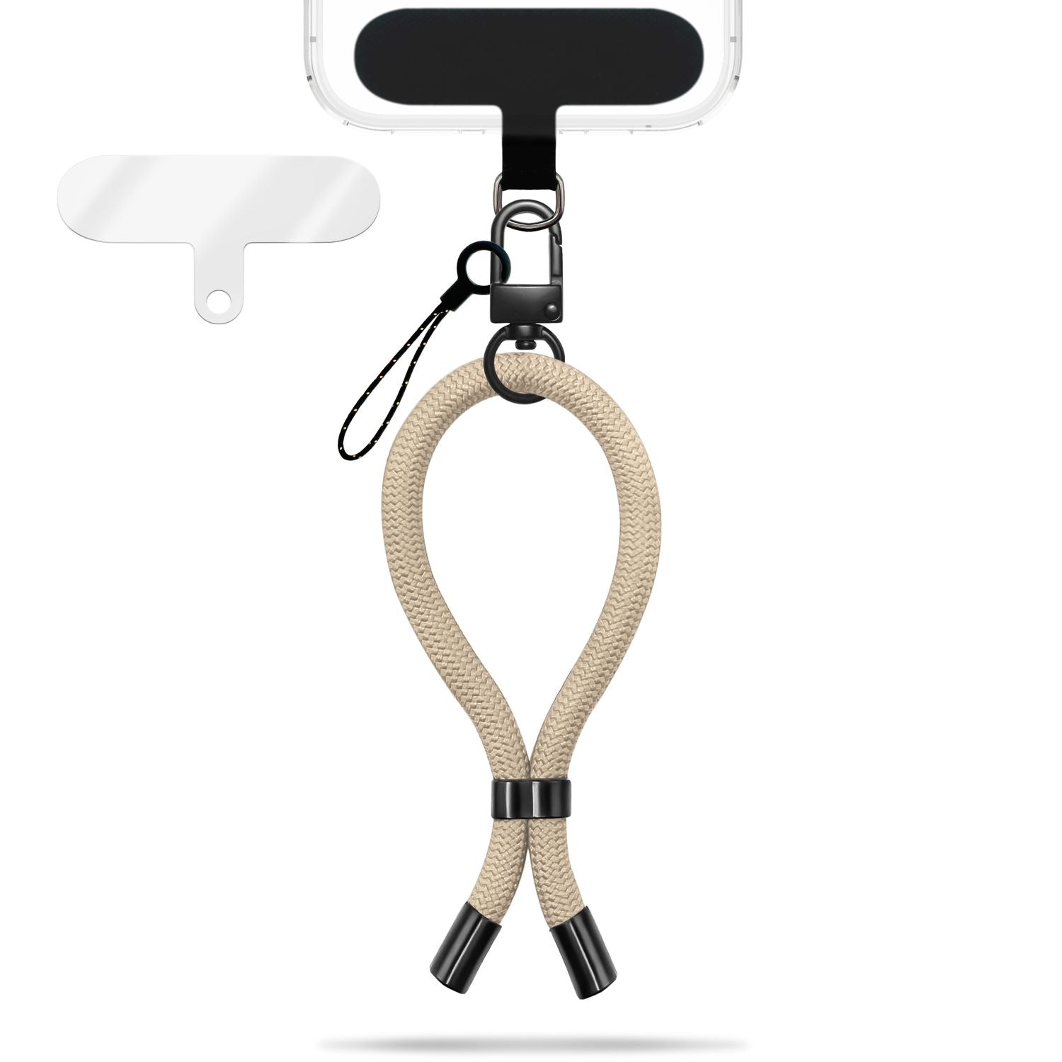 NALIA Wristy Universal Lanyard Handy-Kette für Smartphone & Handyhüllen, Handgelenk-Schlaufe mit Metallkarabiner, Verstellbares Trageband, Anti-Diebstahl Handyband Beige Sandstone NALIA Universal Handykette