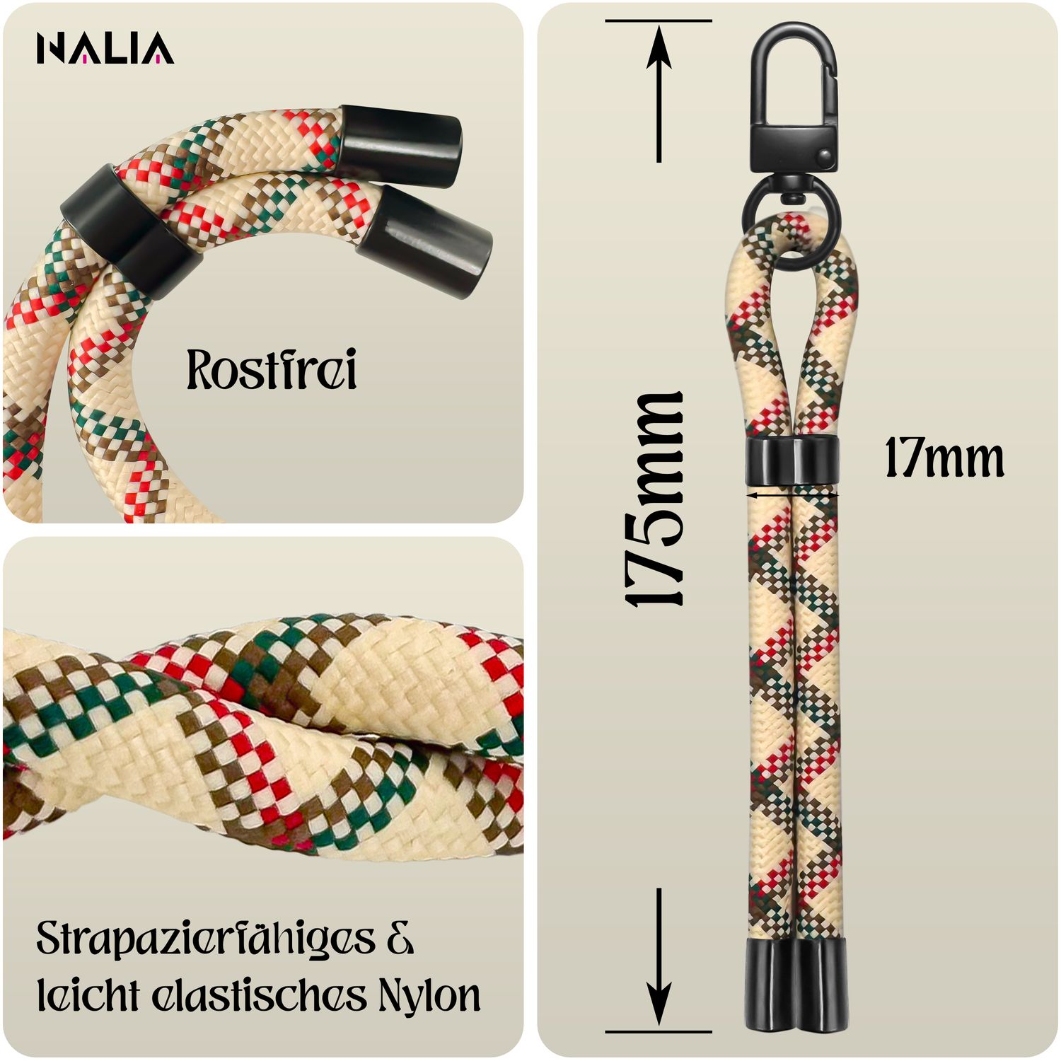 NALIA Wristy Universal Lanyard Handy-Kette für Smartphone & Handyhüllen, Handgelenk-Schlaufe mit Metallkarabiner, Verstellbares Trageband, Anti-Diebstahl Handyband Retro Camo Mix NALIA Universal Handykette