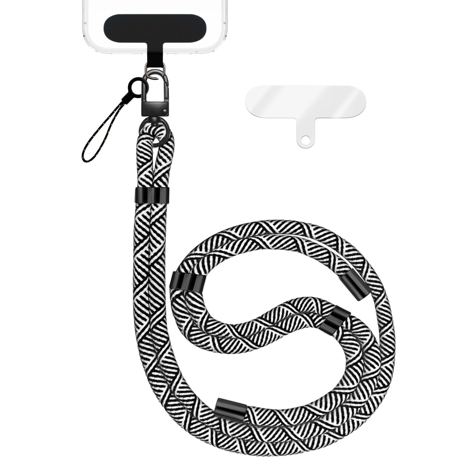 NALIA HoldMe Universal Handykette für Smartphone & Handyhüllen, Nylon-Seil Verstellbar & Abnehmbar, Umhänge-Band, Handyband, Lanyard mit Karabiner & 2 Patches