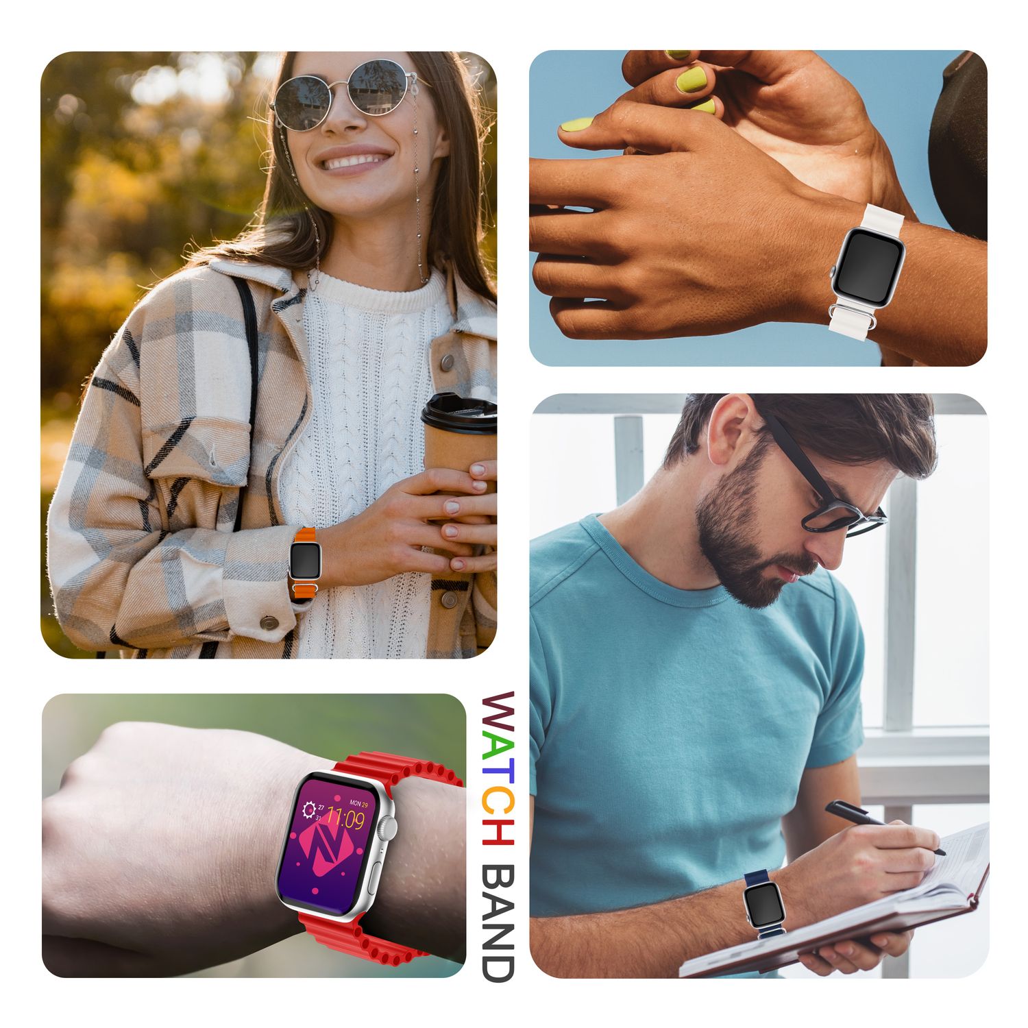 Ocean Armband für Apple Watch SE/8/7/6/5/4/3/2/1, 38mm 40mm 41mm Gelb NALIA Silikon Armband