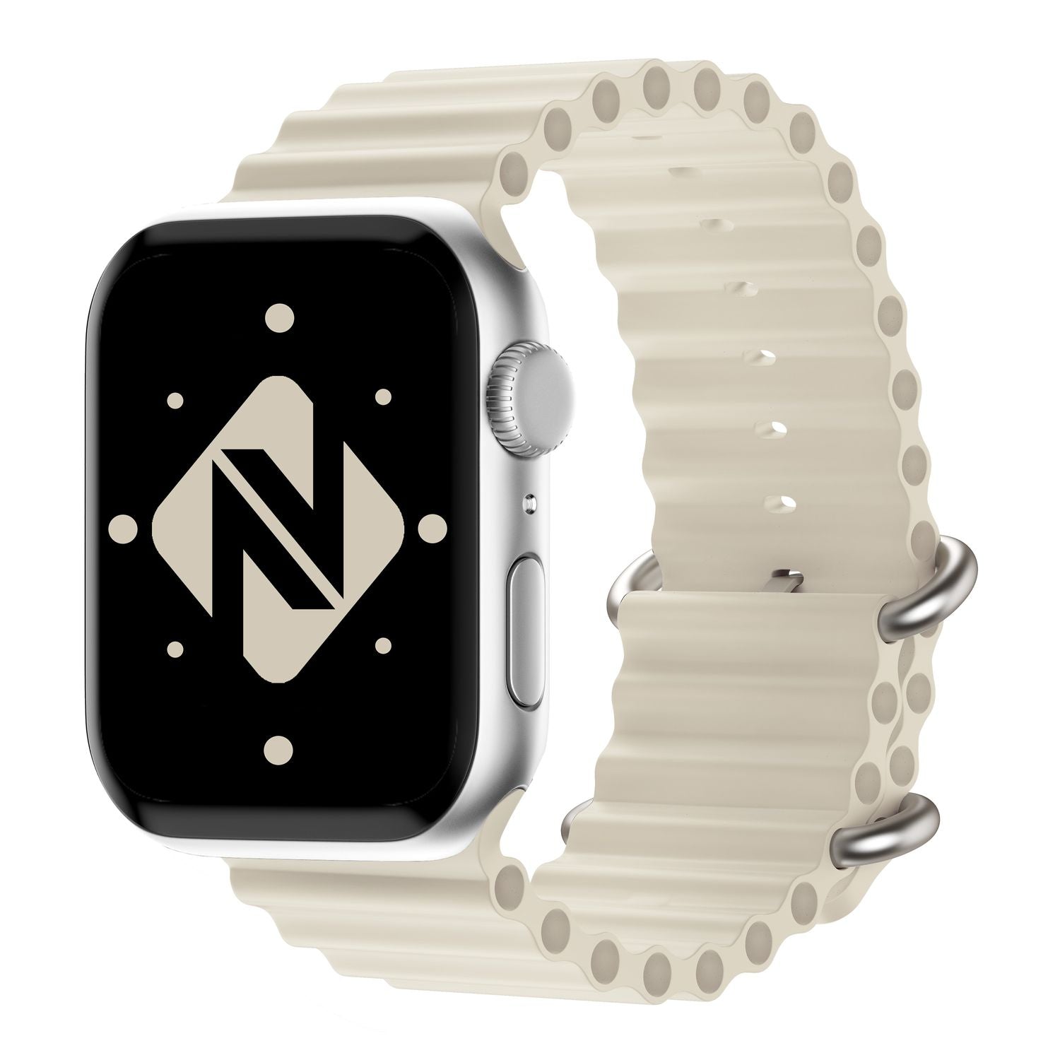 Ocean Armband für Apple Watch SE/8/7/6/5/4/3/2/1, 38mm 40mm 41mm Creme NALIA Silikon Armband
