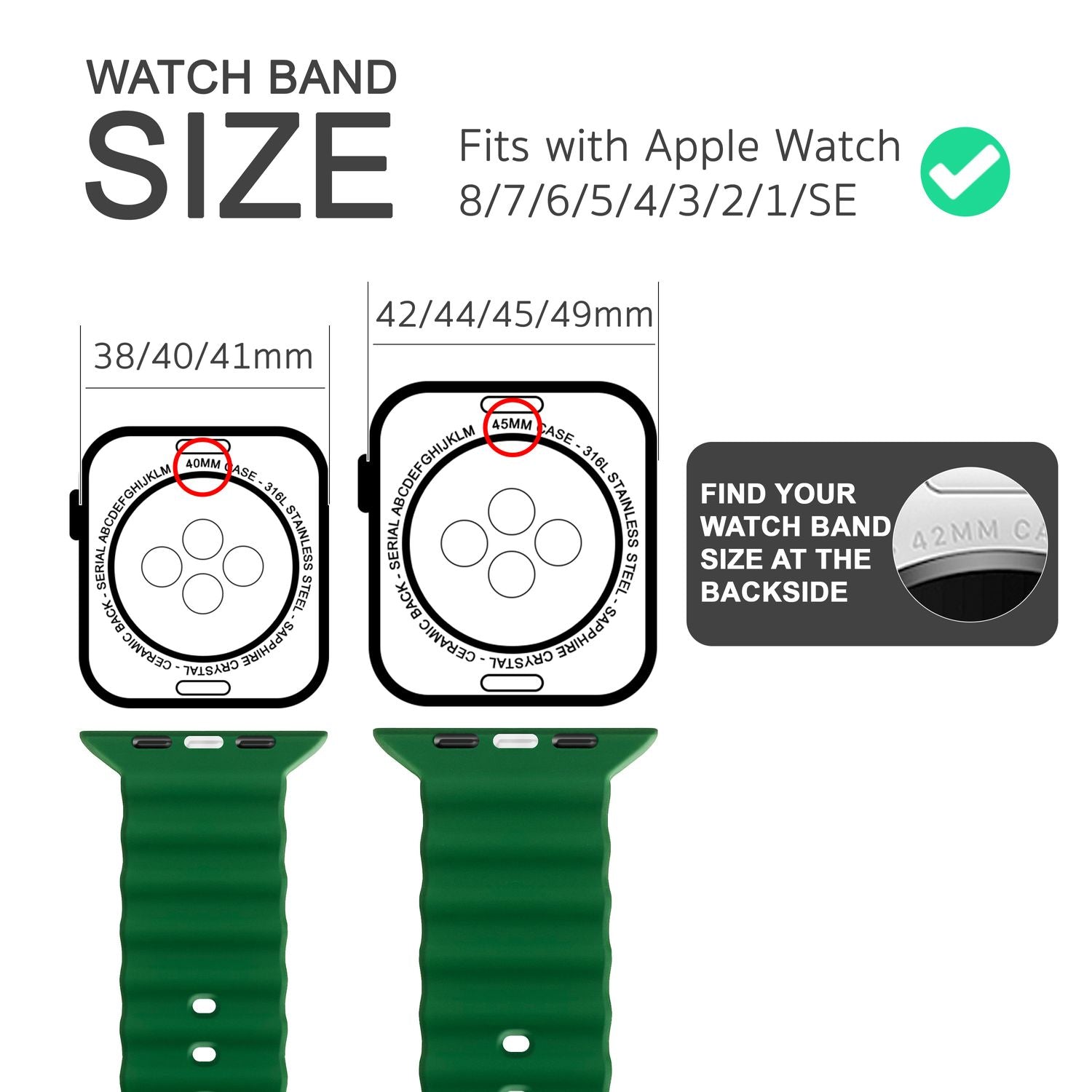 Ocean Armband für Apple Watch SE/8/7/6/5/4/3/2/1, 38mm 40mm 41mm Grün NALIA Silikon Armband