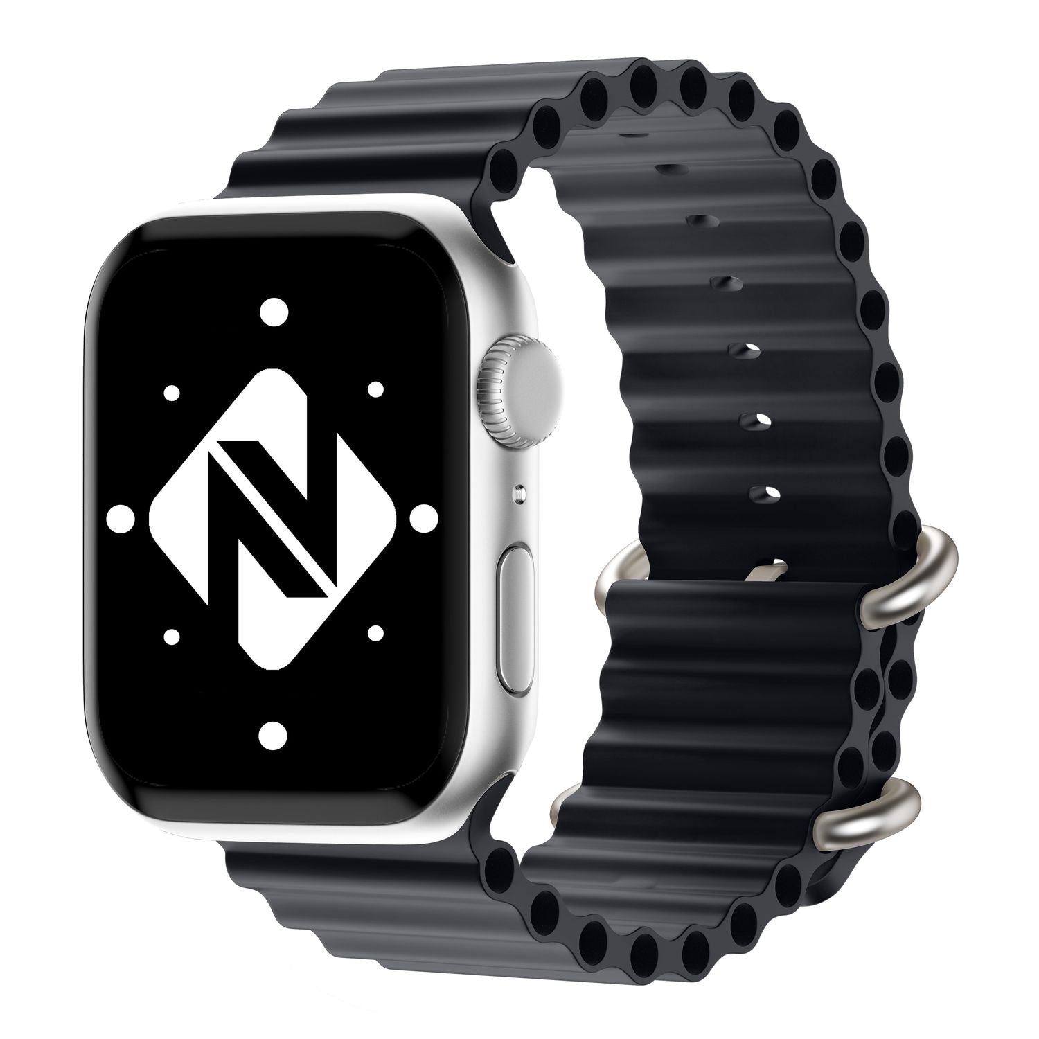 Ocean Armband für Apple Watch Ultra/SE/8/7/6/5/4/3/2/1, 42 44 45 49mm Schwarz NALIA Silikon Armband