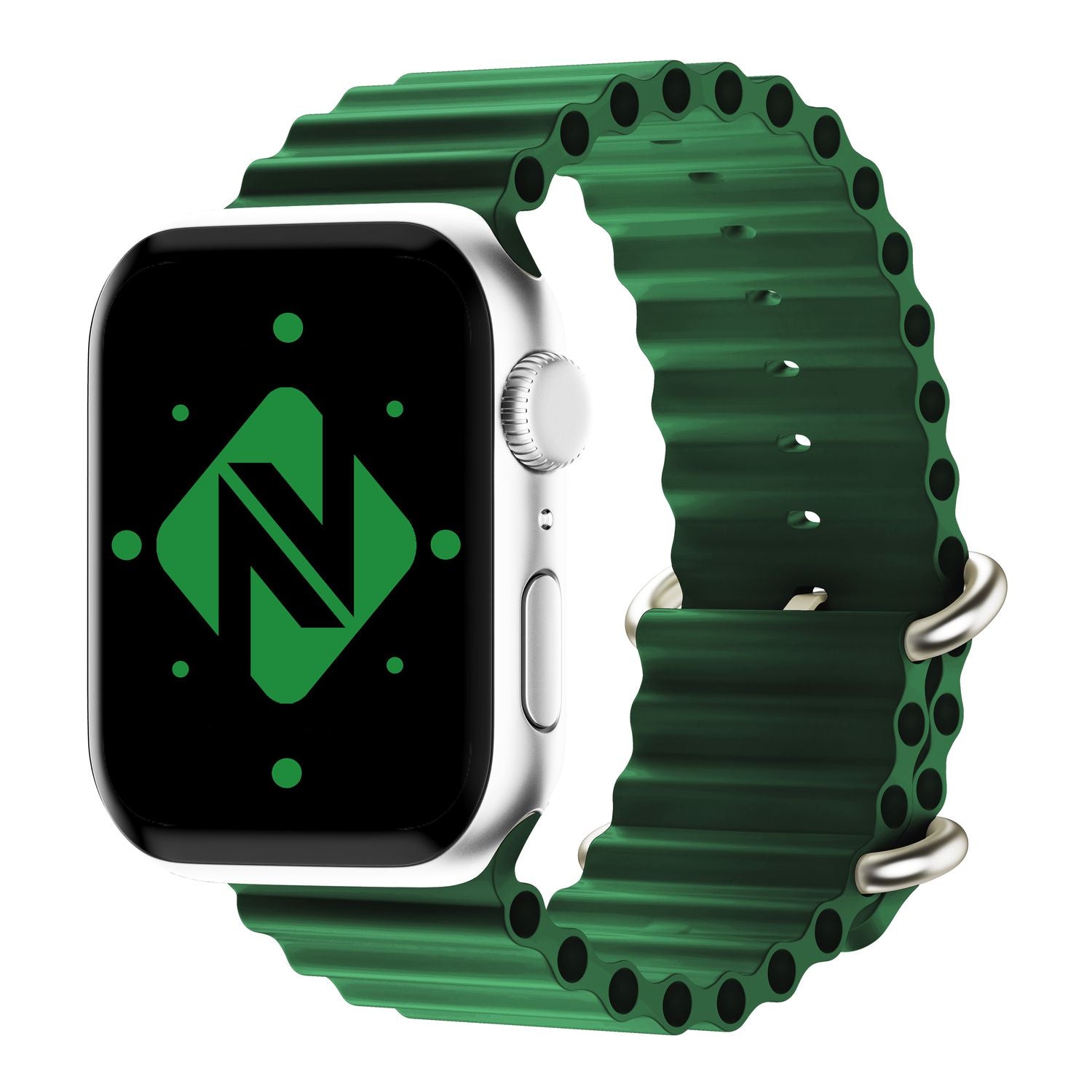 Ocean Armband für Apple Watch Ultra/SE/8/7/6/5/4/3/2/1, 42 44 45 49mm Grün NALIA Silikon Armband